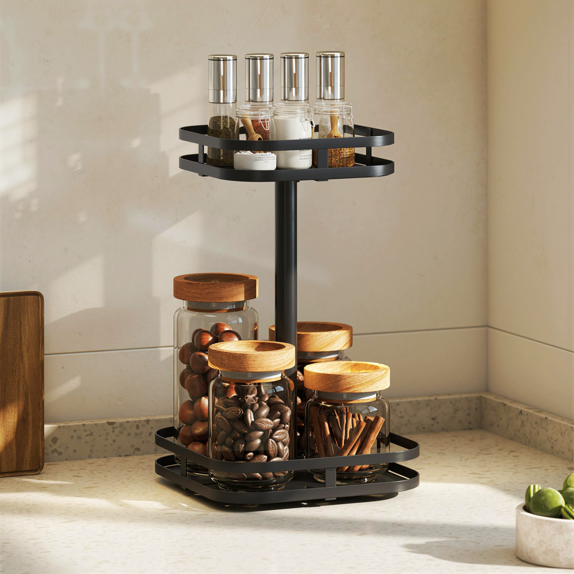 HOMCOM Gewürzregal 2-stufig 360° drehbarer Küchenregal mit Erhöhtem Ränder günstig online kaufen