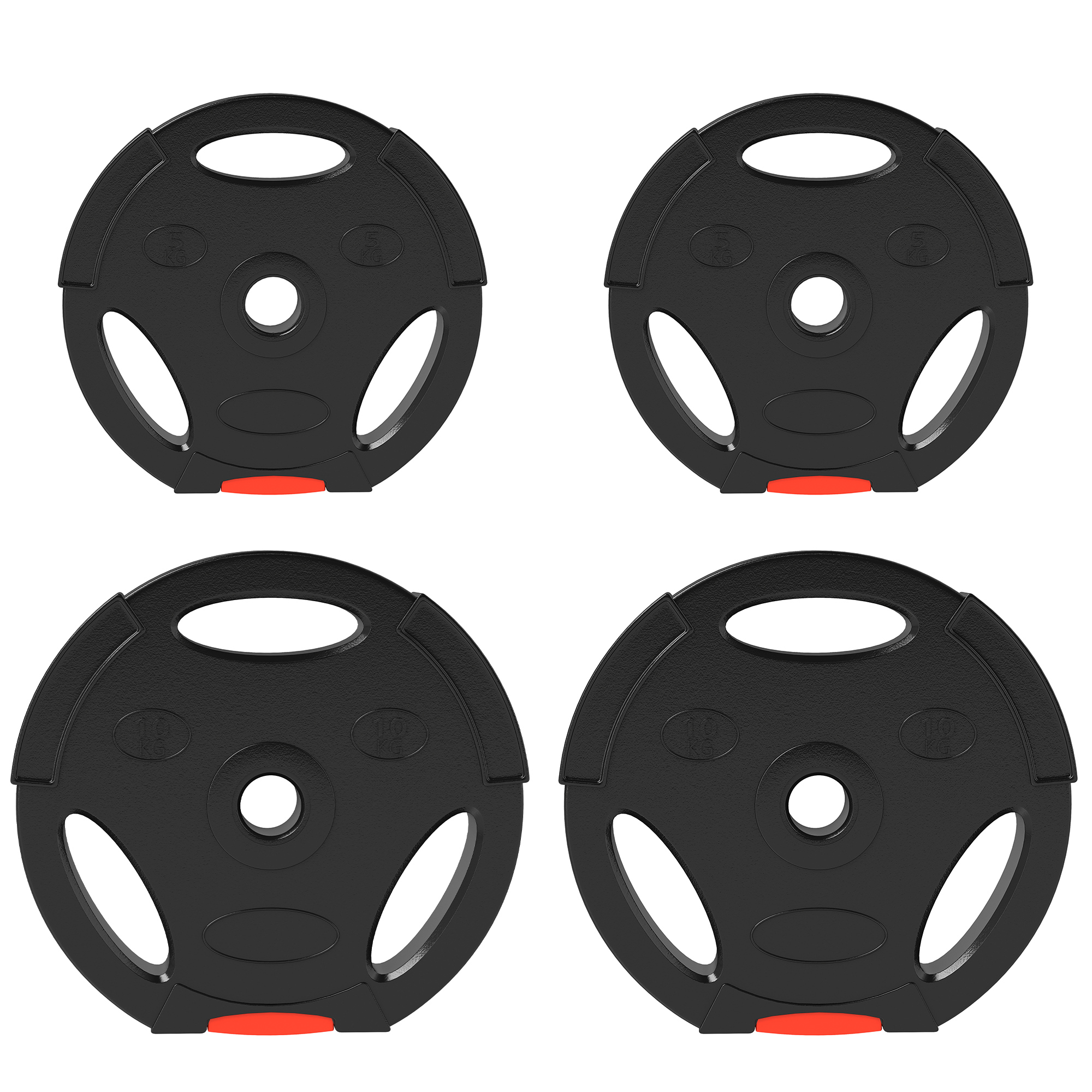 SPORTNOW Zestaw 4 płyt obciążających do treningu, siłowni, treningu domowego, treningu siłowego, 2 x 10 kg i 2 x 5 kg, Czarny