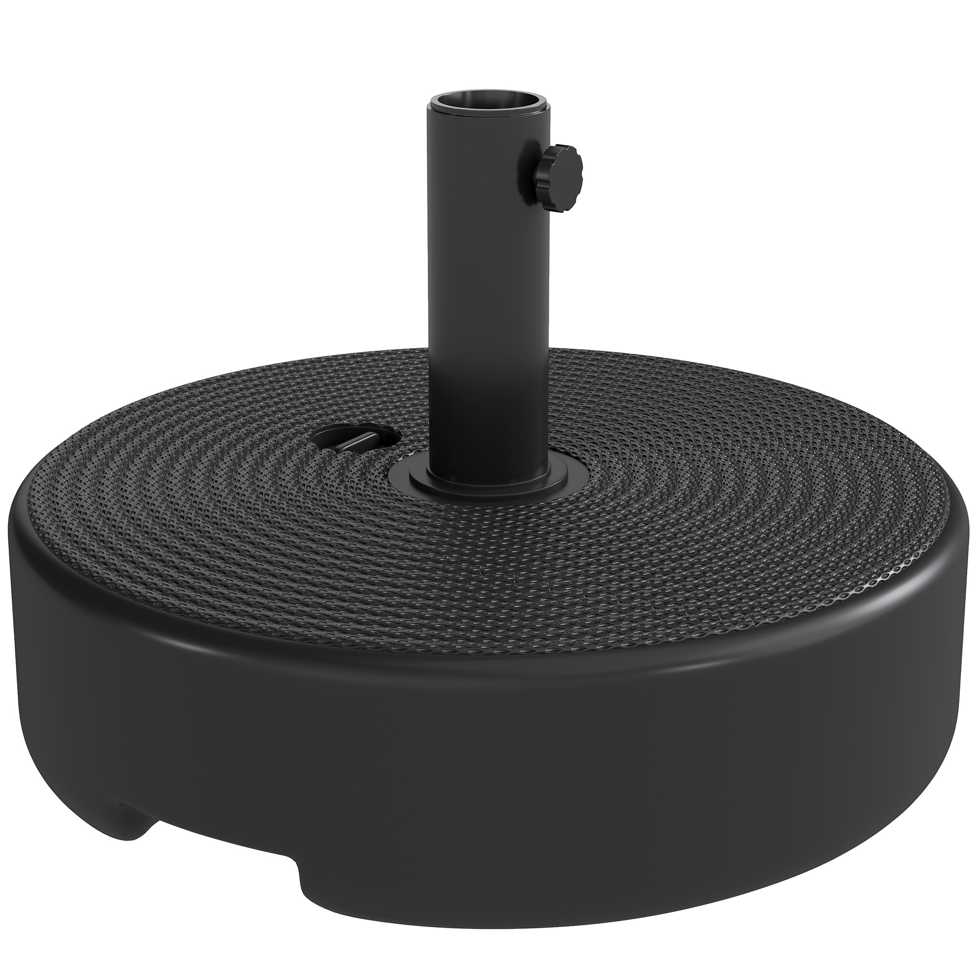 Outsunny Base para parasol, base para parasol exterior rellenable hasta 19 kg con arena o 15 kg con agua, Ø 45 x 30,5 cm, negro