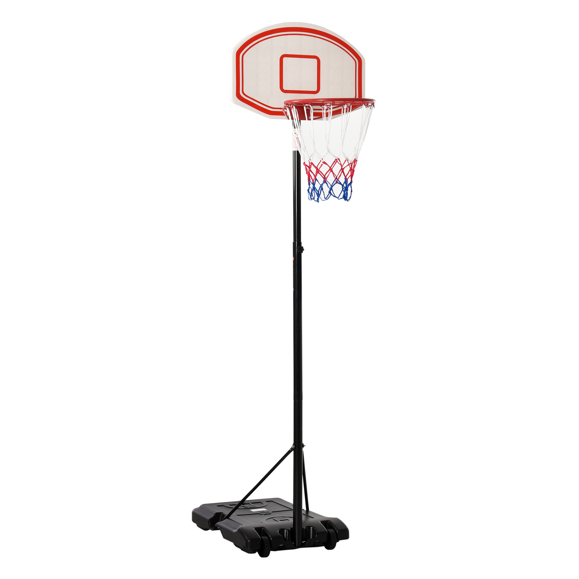 HOMCOM Outdoor Basketballkorb verstellbar tragbar Höhenverstellbarer Korb 212-250 cm Standfuß mit Rollen Metallpfosten schwarz weiß Aosom