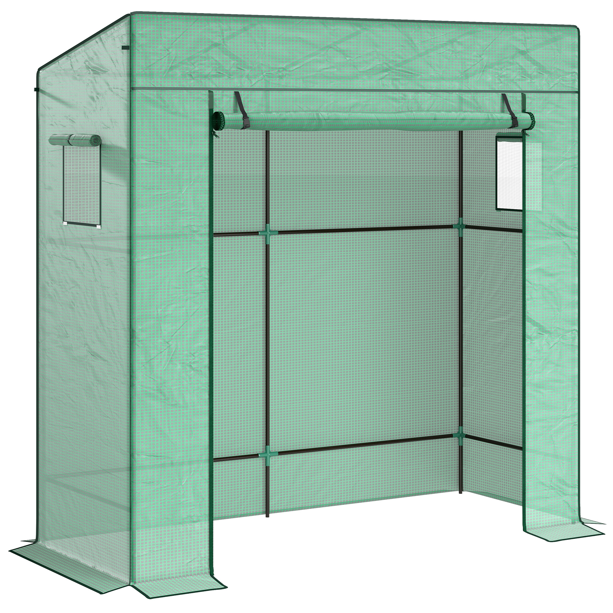 Outsunny Invernadero de Exterior con Ventanas de Malla y Puerta con Cremallera para Cultivar Plantas Flores 196x77x197 cm Verde | Aosom España