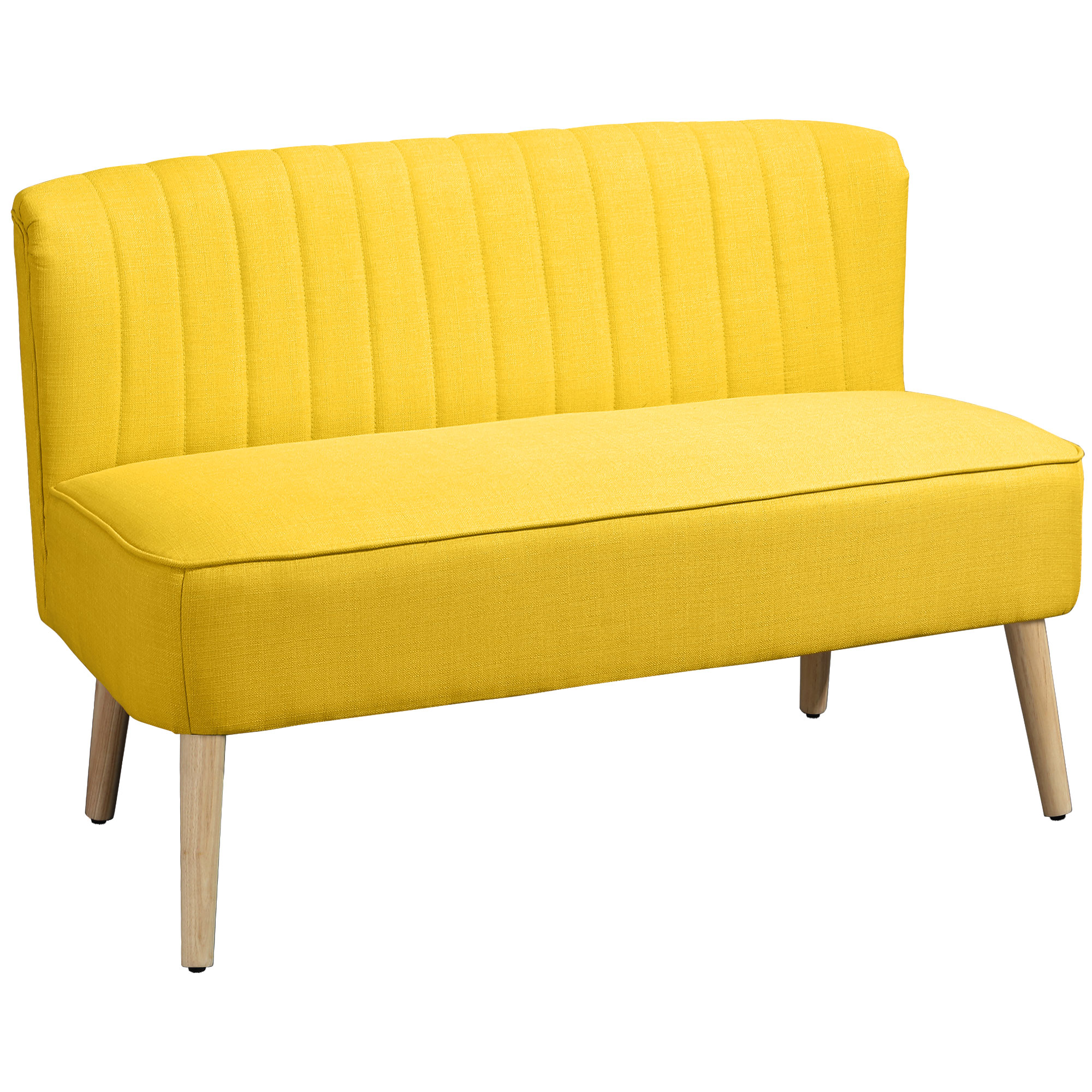 HOMCOM 2-zits bank, zachte vulling, onderhoudsvriendelijke bekleding, tot 220 kg, 117 x 56,5 x 77 cm, Geel