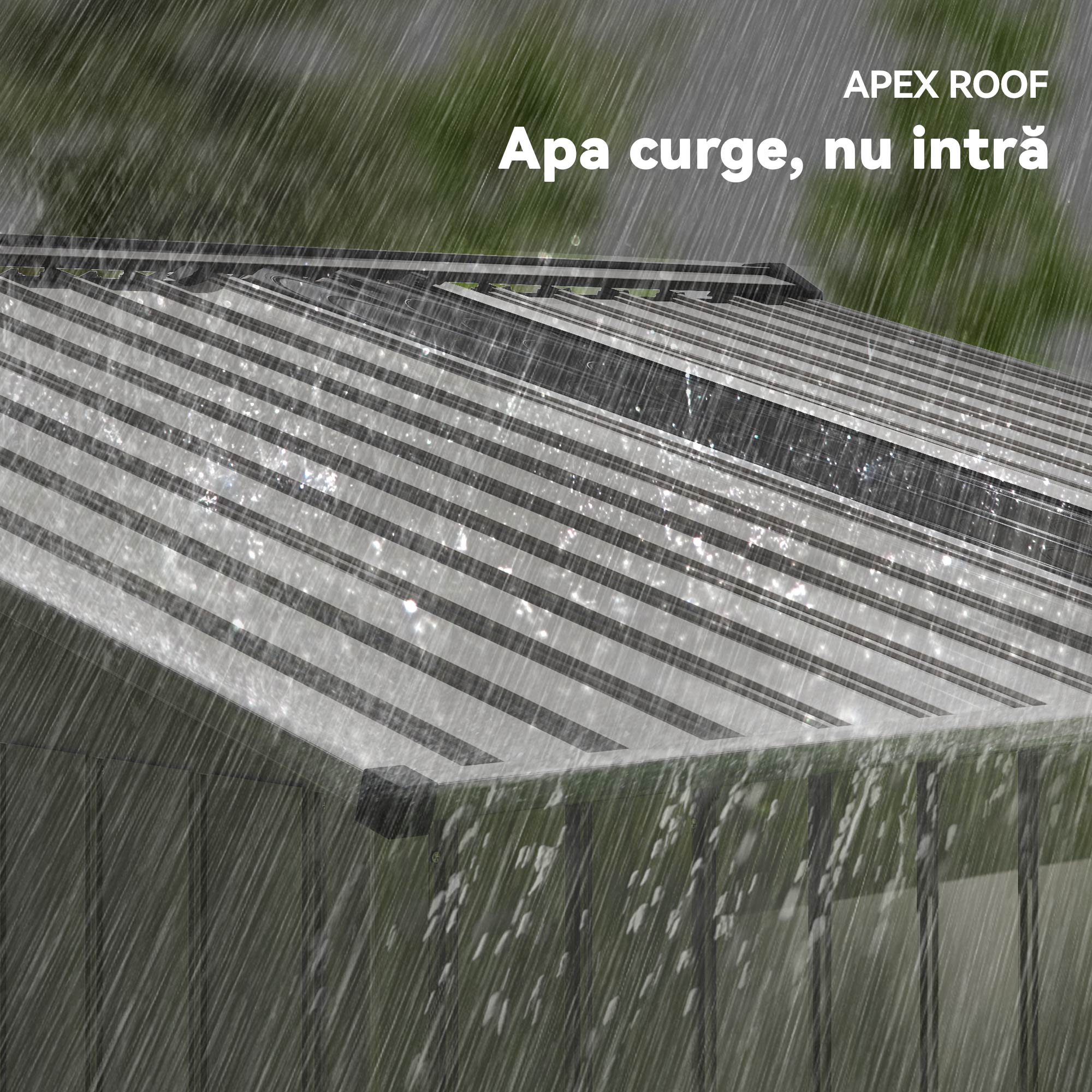  Casa de Gradina 4,9 m² 277x195x192 cm cu 2 Usi Glisante, Acoperis inclinat si 4 Grile Gri Argintiu [7]