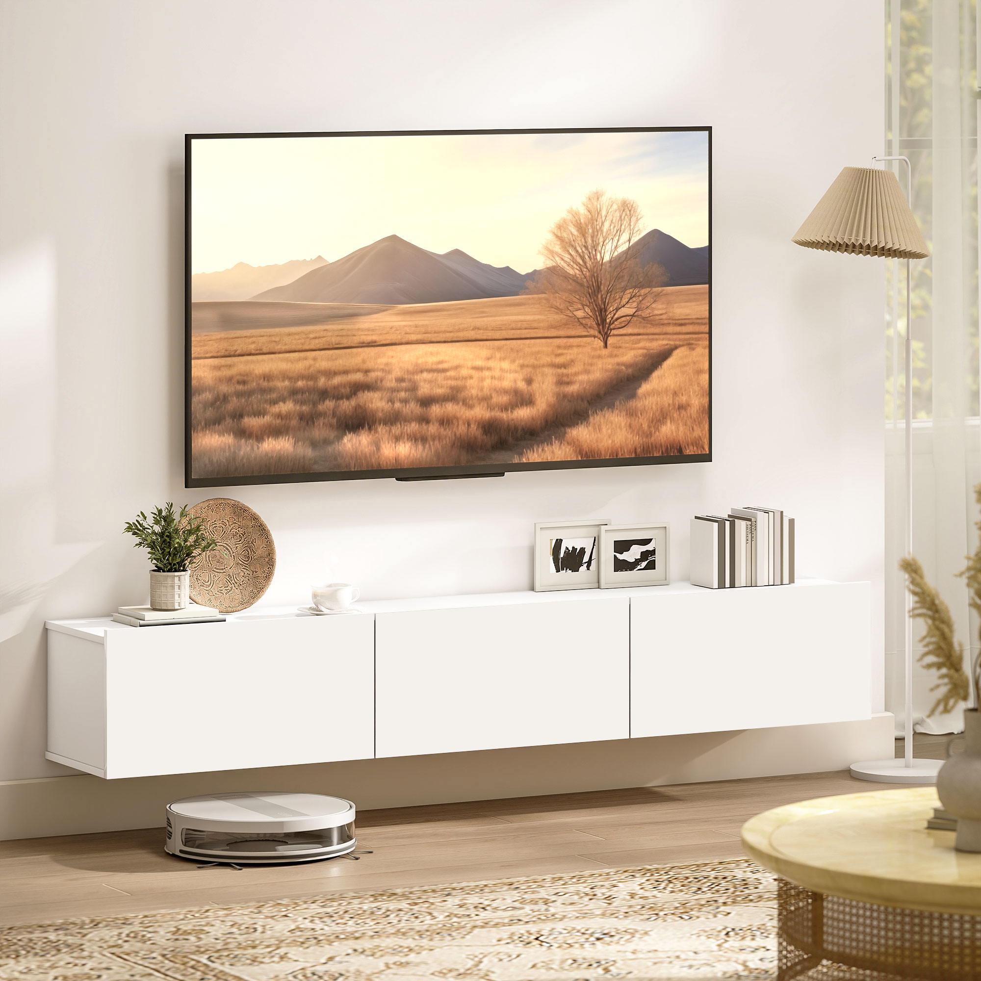 HOMCOM TV Schrank Lowboard hängend 180 cm Hochglanz Fernsehtisch für Fernse günstig online kaufen
