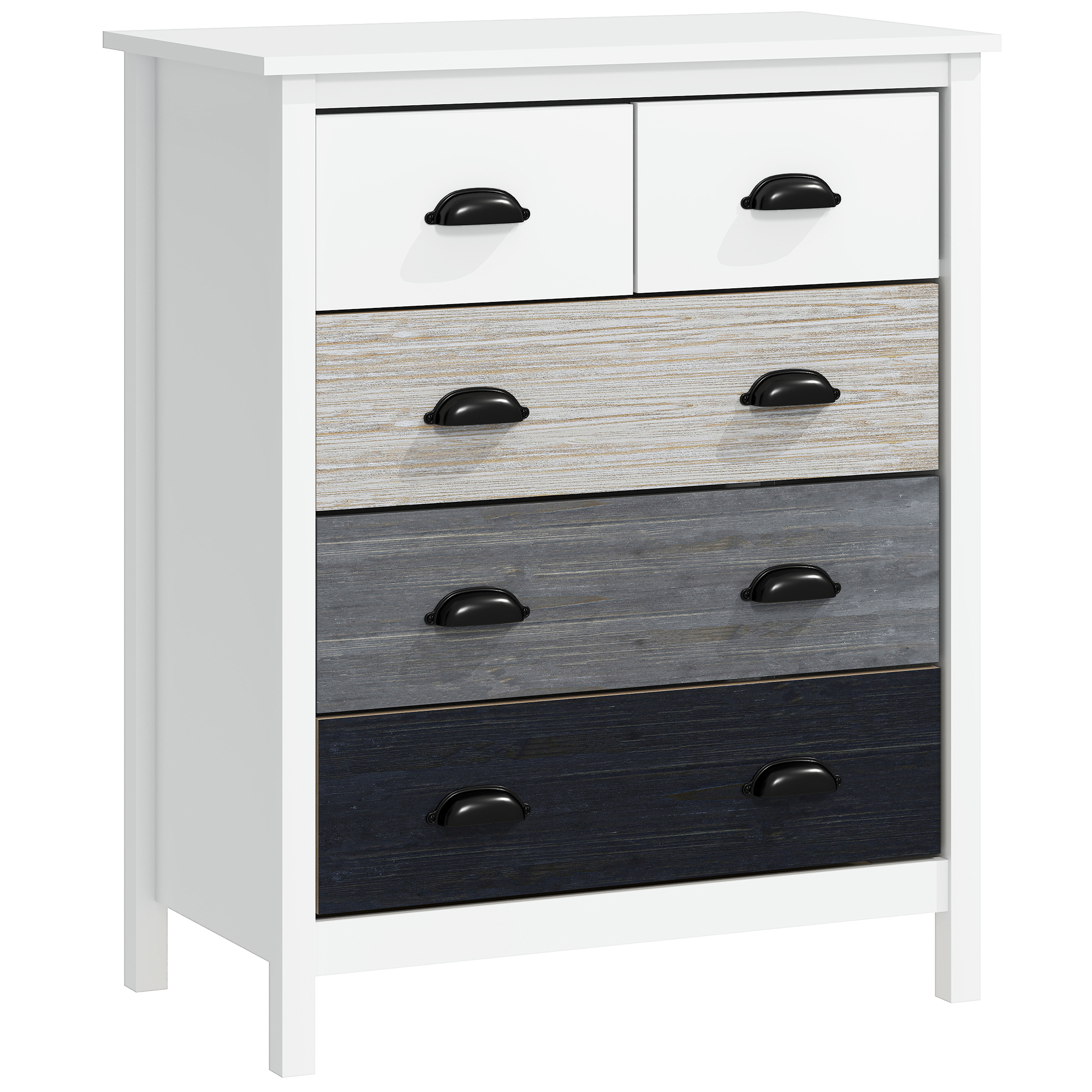 HOMCOM Cómoda con 5 Cajones Cómoda para Dormitorio Moderno con Diseño Anti-vuelco 70x38x85 cm Blanco