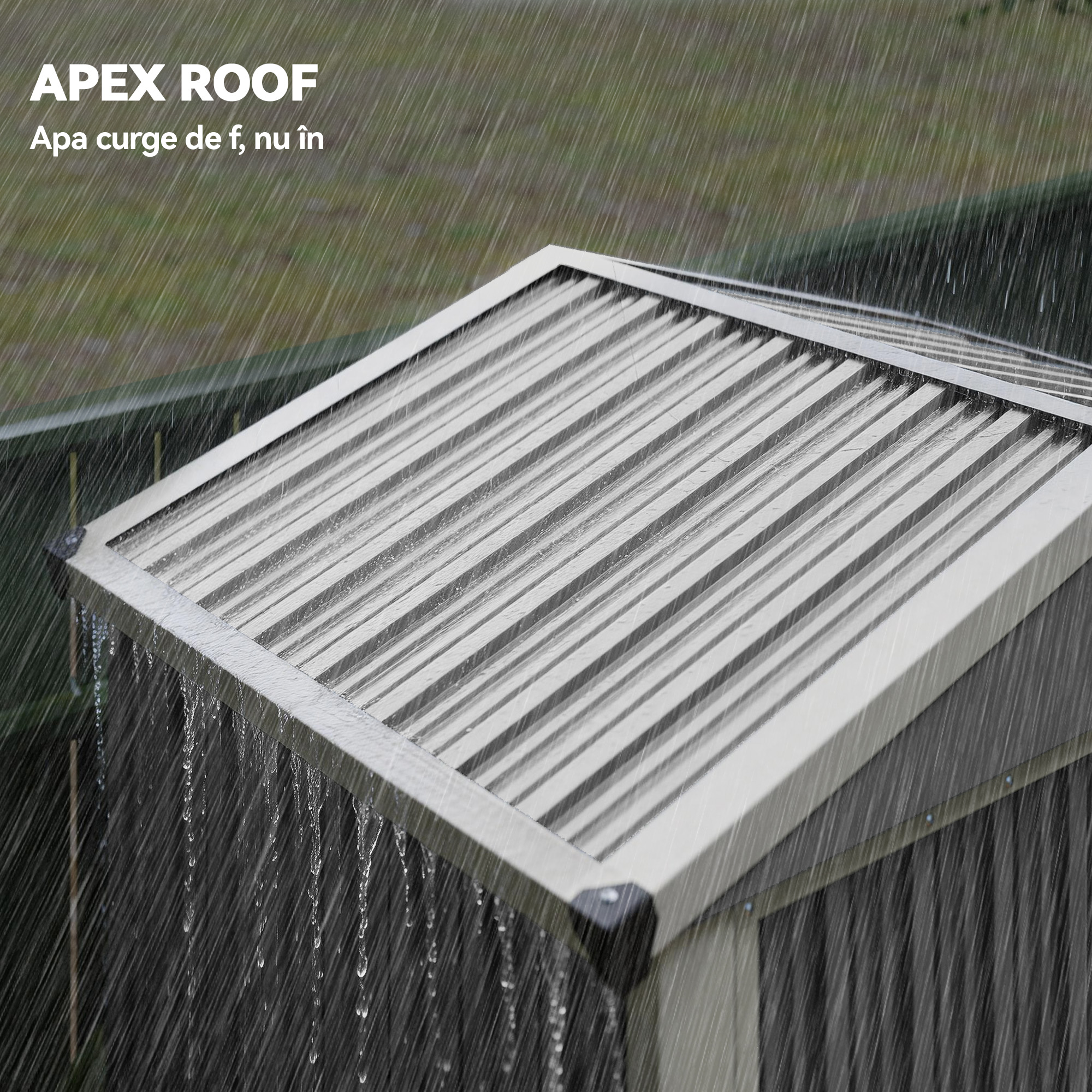  Casuta de Gradina din Otel 1,1m² cu Usi Duble Blocabile, 133x87x178 cm, Gri Argintiu [6]