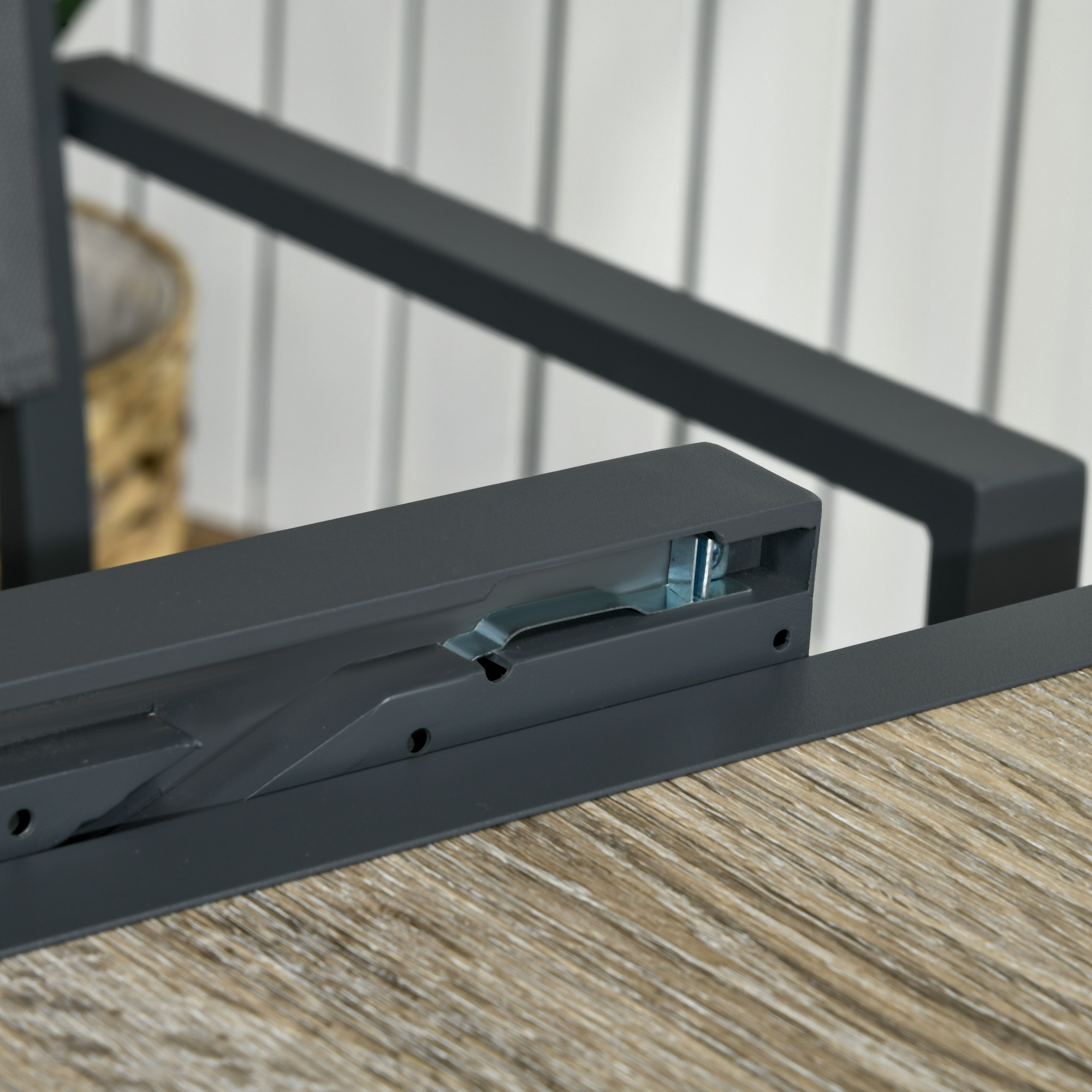  Masa de Gradina Extensibila pentru 6 Persoane din Plastic si Aluminiu, 80/160x80x75 cm, Bej [7]