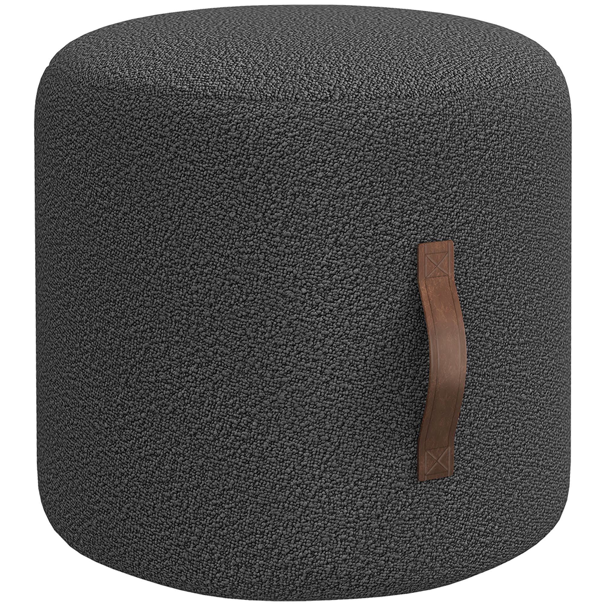 HOMCOM Sitzhocker Fußhocker runder Polsterhocker Ottomane mit Griff Fußstütze für Wohnzimmer Schlafzimmer dunkelgrau Ø48 x 45 cm Aosom.de