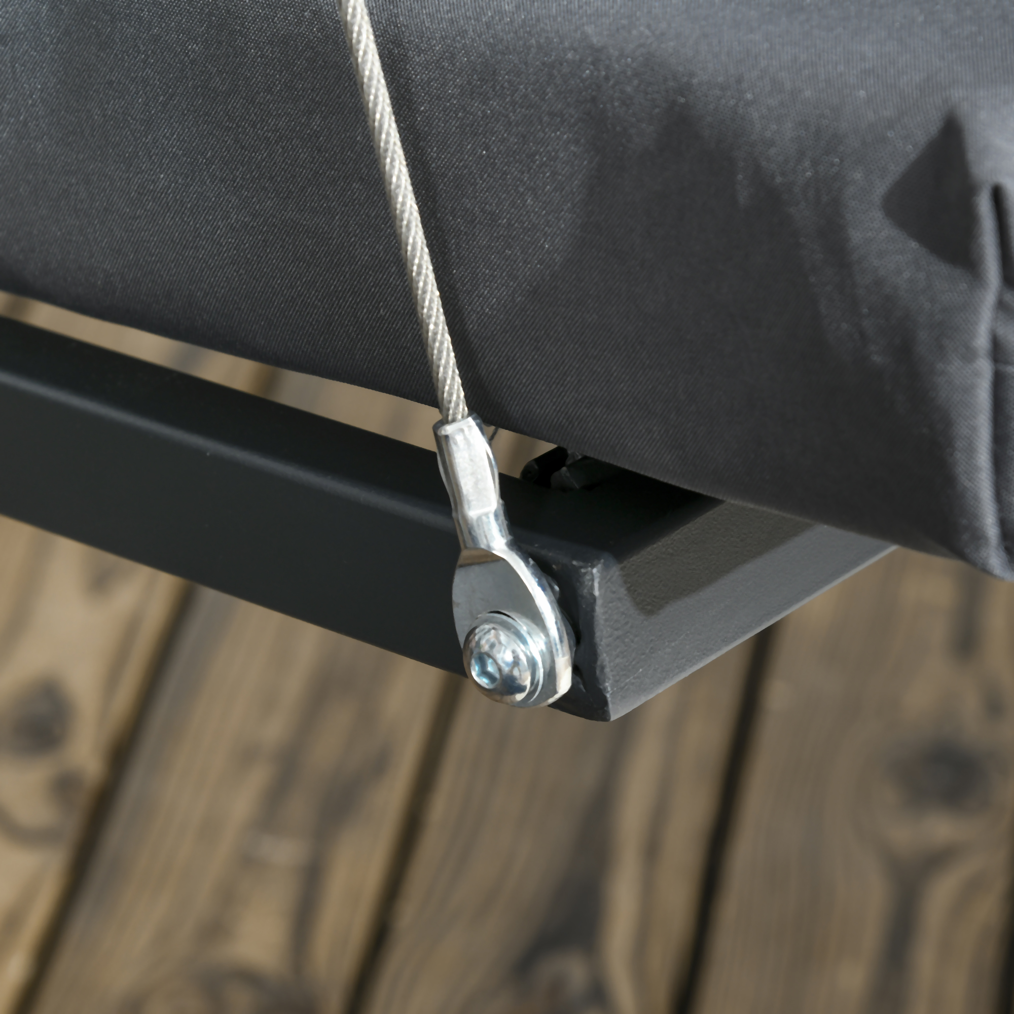  Leagan de gradina pentru 3 persoane cu acoperis reglabil, din otel si poliester, 202x115x168 cm, gri inchis [7]