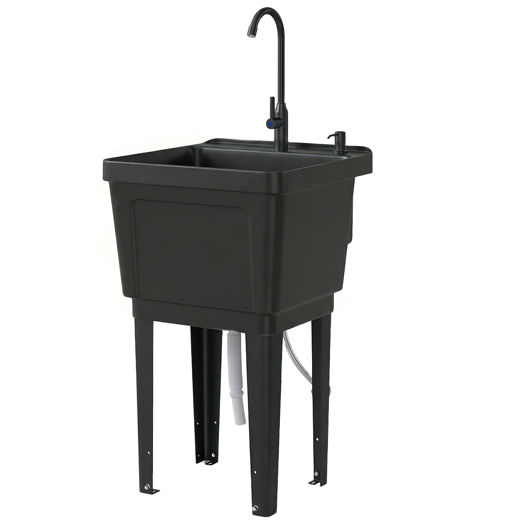 Outsunny Évier de camping portable avec distributeur de savon, robinet, tuyaux d'arrivée et d'évacuation, noir