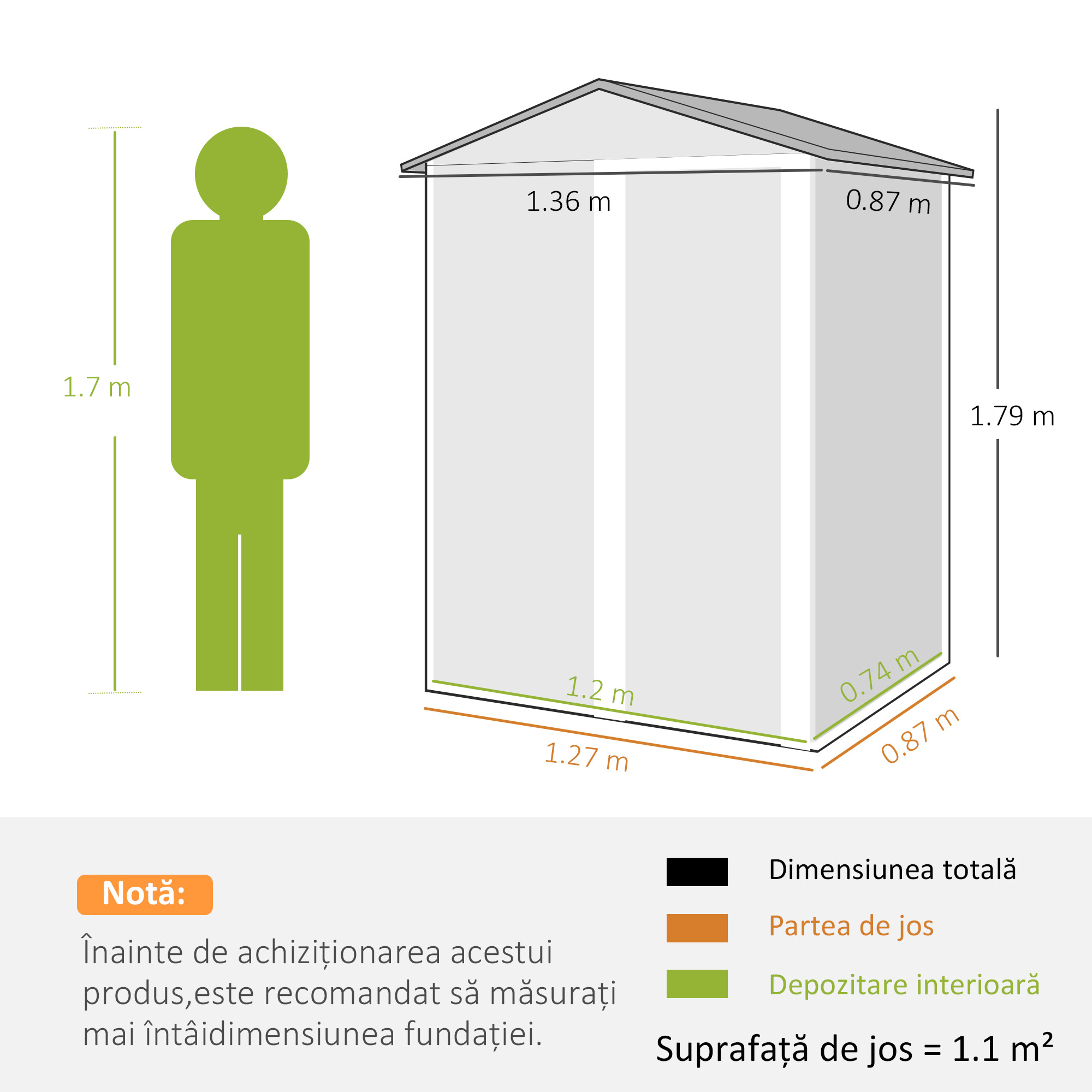  Casuta de Gradina din Otel 1,1m² cu Usa Culisanta Blocabila, 136x87x179 cm, Maro [2]