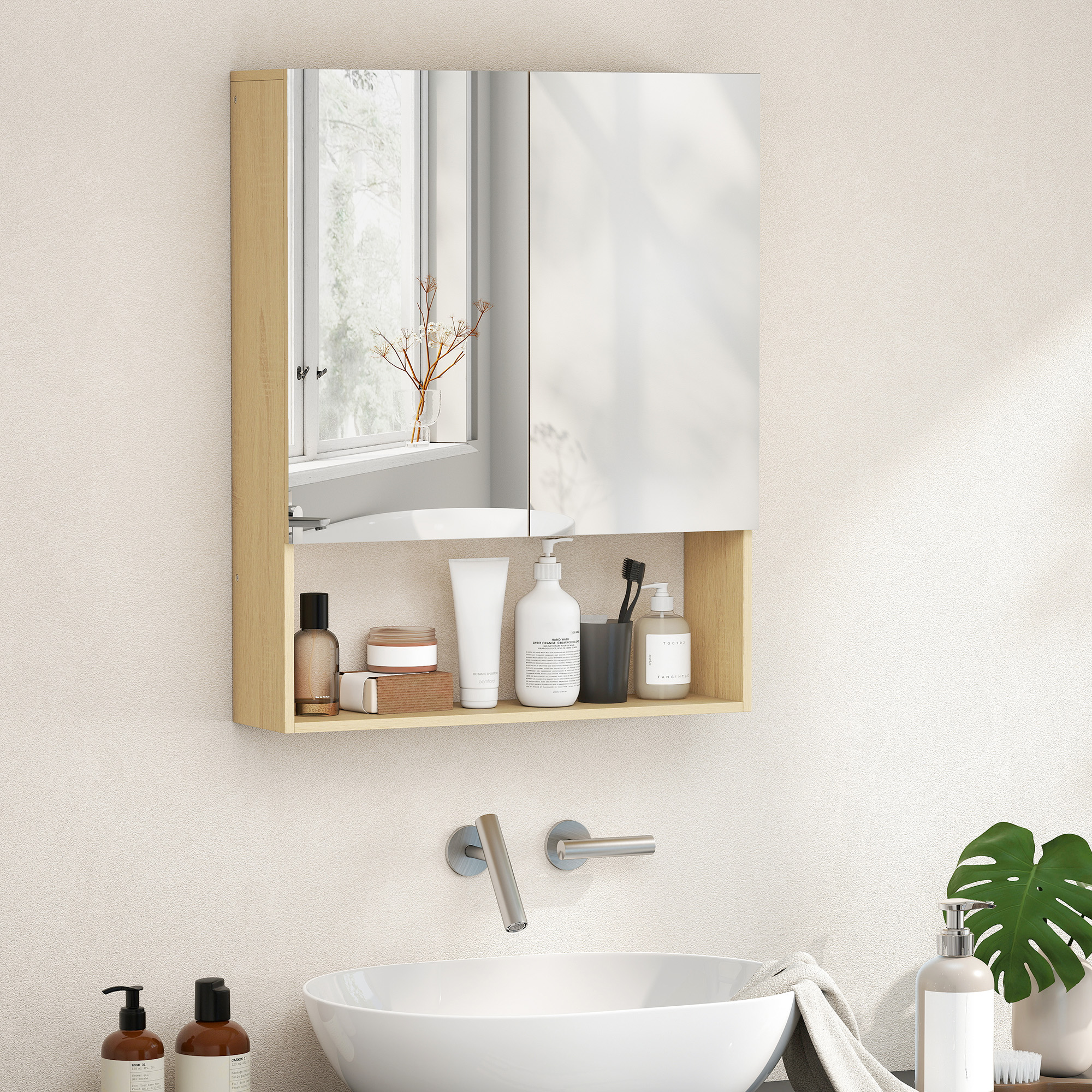 HOMCOM Spiegelschrank Bad, Badezimmerschrank mit Spiegel Soft-Close, Badsch günstig online kaufen