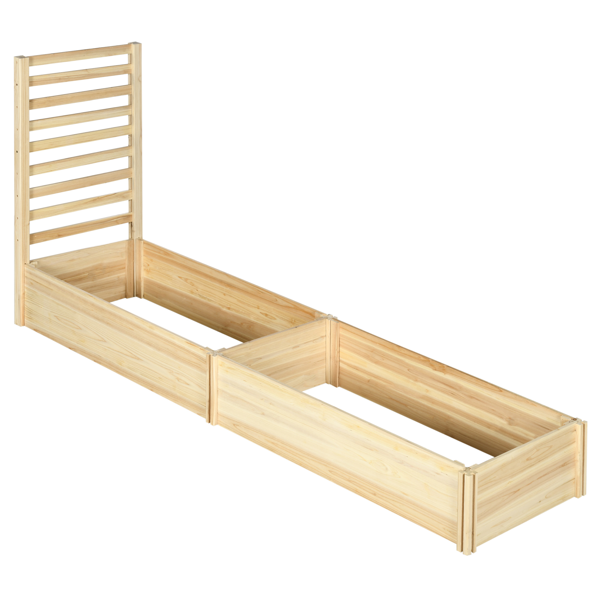 Outsunny Fioriera con Traliccio per Rampicanti e Fondo Aperto, in Legno di Abete, 230x60x110 cm, color Legno