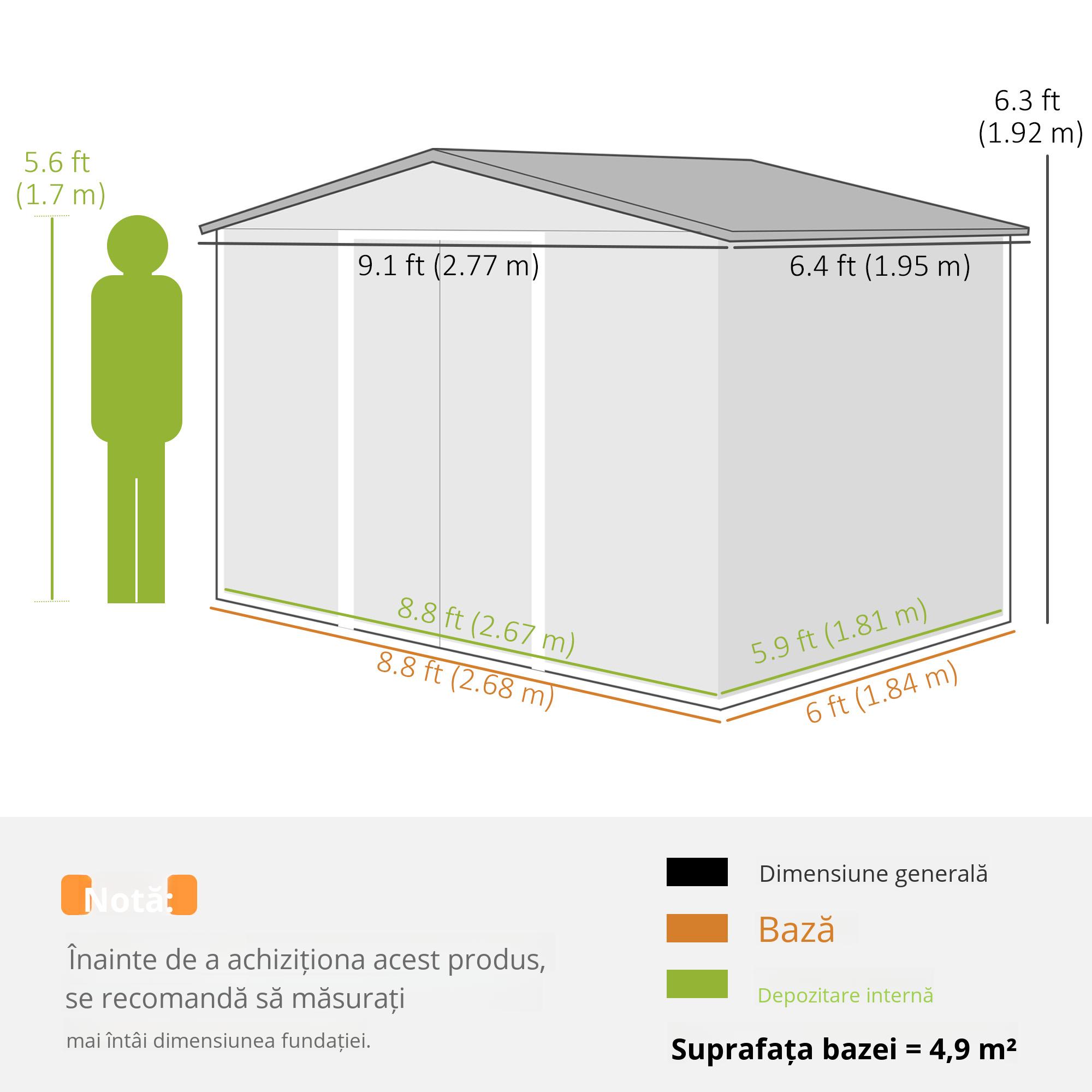 sopron pentru Unelte cu Acoperis inclinat si Usi Glisante Duble, 277x195x192 cm, Verde inchis [2]