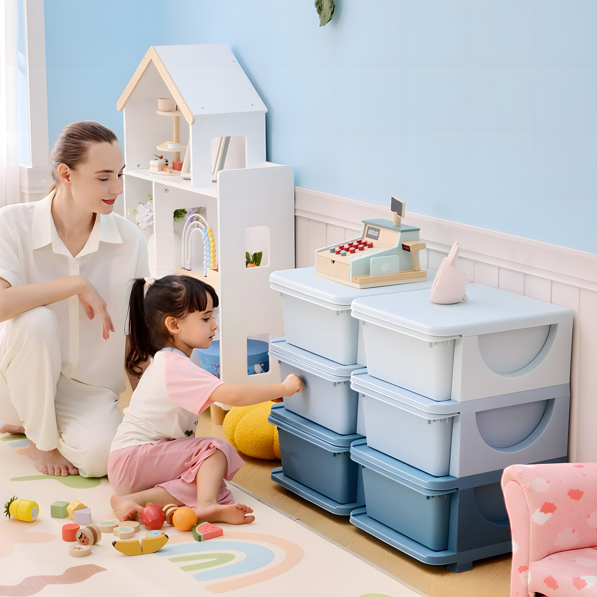 HOMCOM Aufbewahrungsbox Kunststoff, 6 Schubladen, Spielzeug Organizer, Komm günstig online kaufen