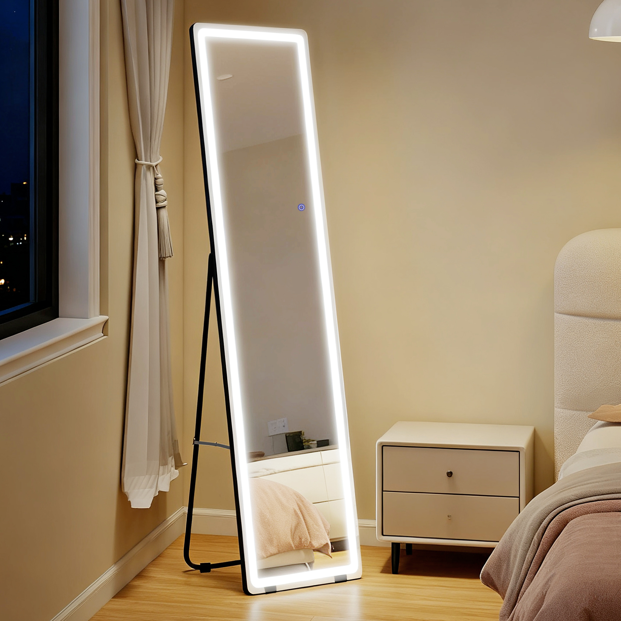 HOMCOM 2 in 1 Standspiegel mit LED-Beleuchtung, freistehend, Ganzkörperspie günstig online kaufen