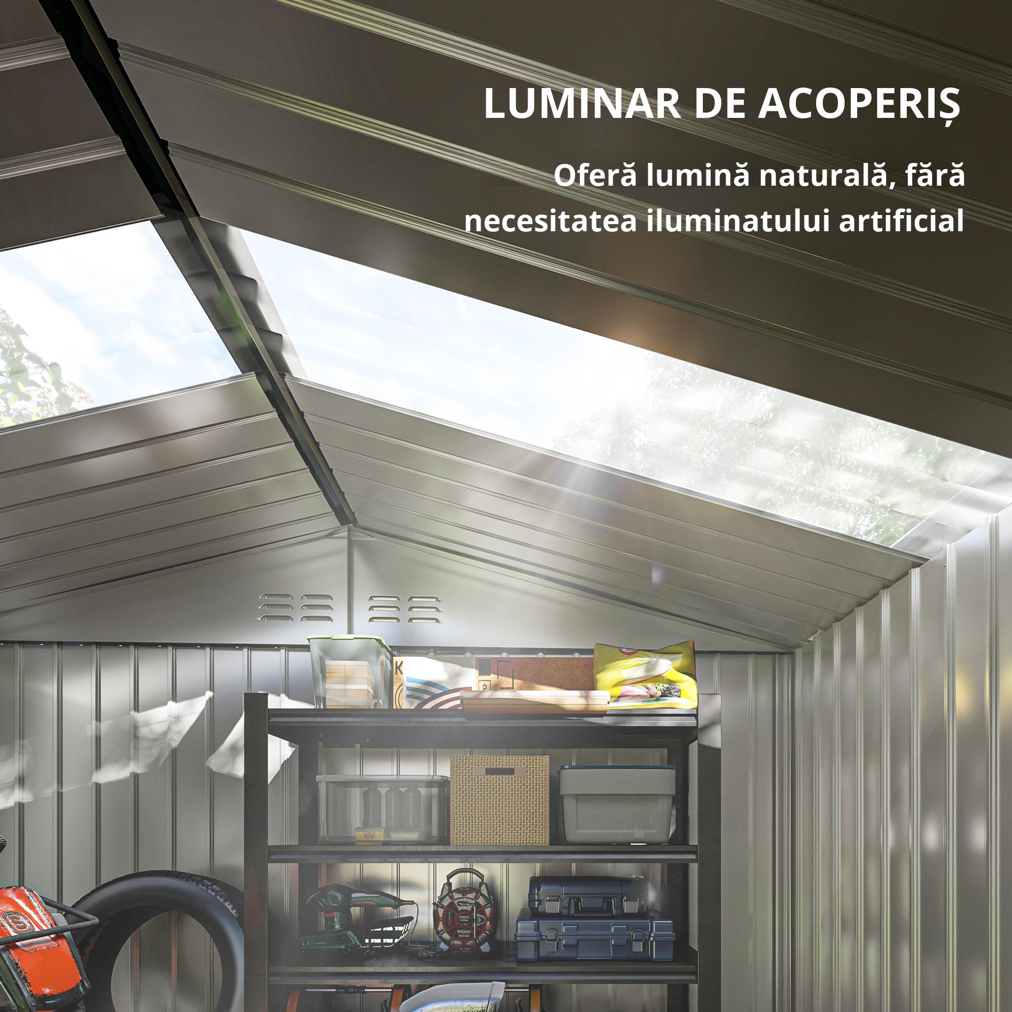  sopron pentru Unelte cu Acoperis inclinat si Usi Glisante Duble, 277x195x192 cm, Verde inchis [8]