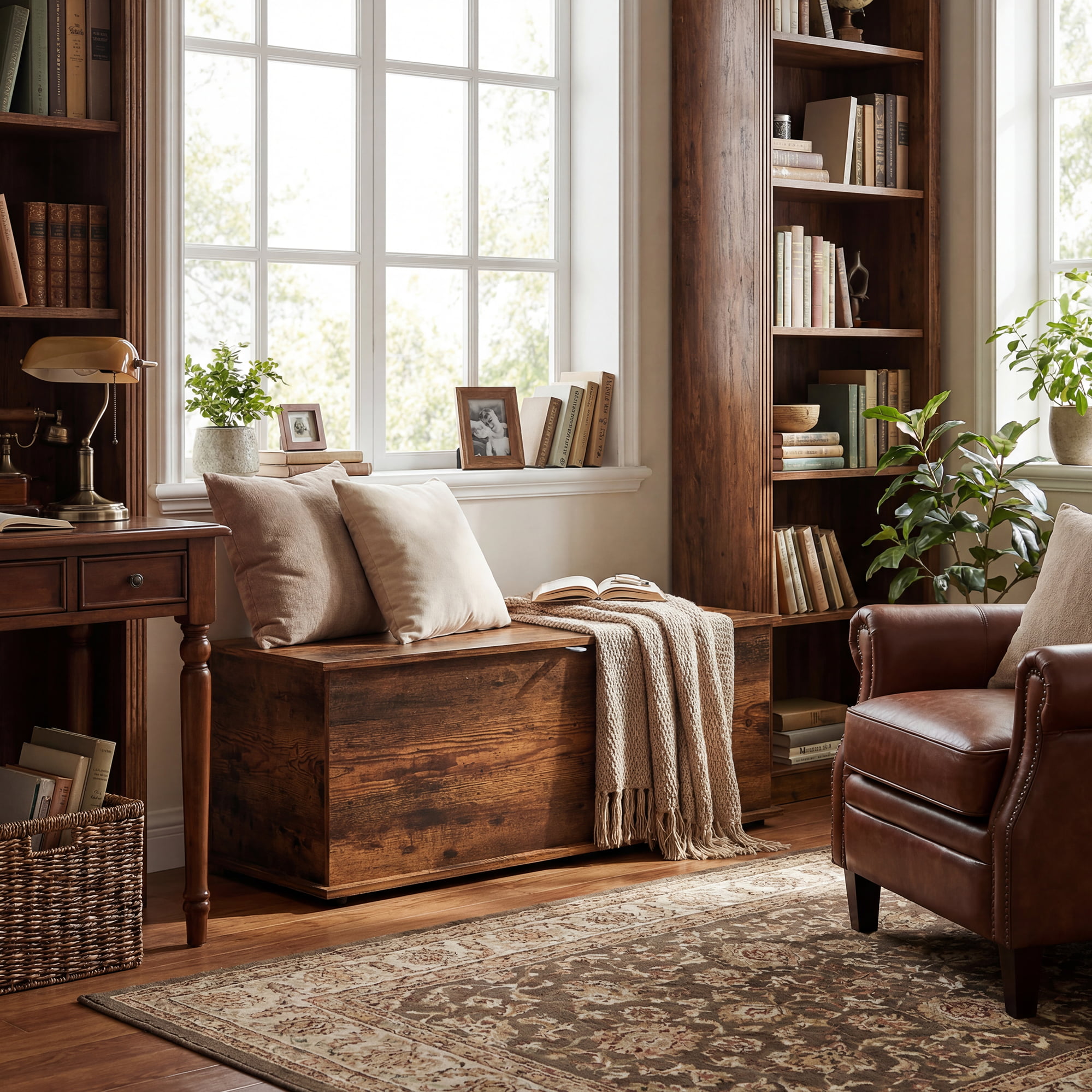 HOMCOM Cassapanca Ottomana In Pelle Sintetica Marrone 92x40x40 Cm | Contenitore Con Coperchio Ribaltabile E Gambe In Legno