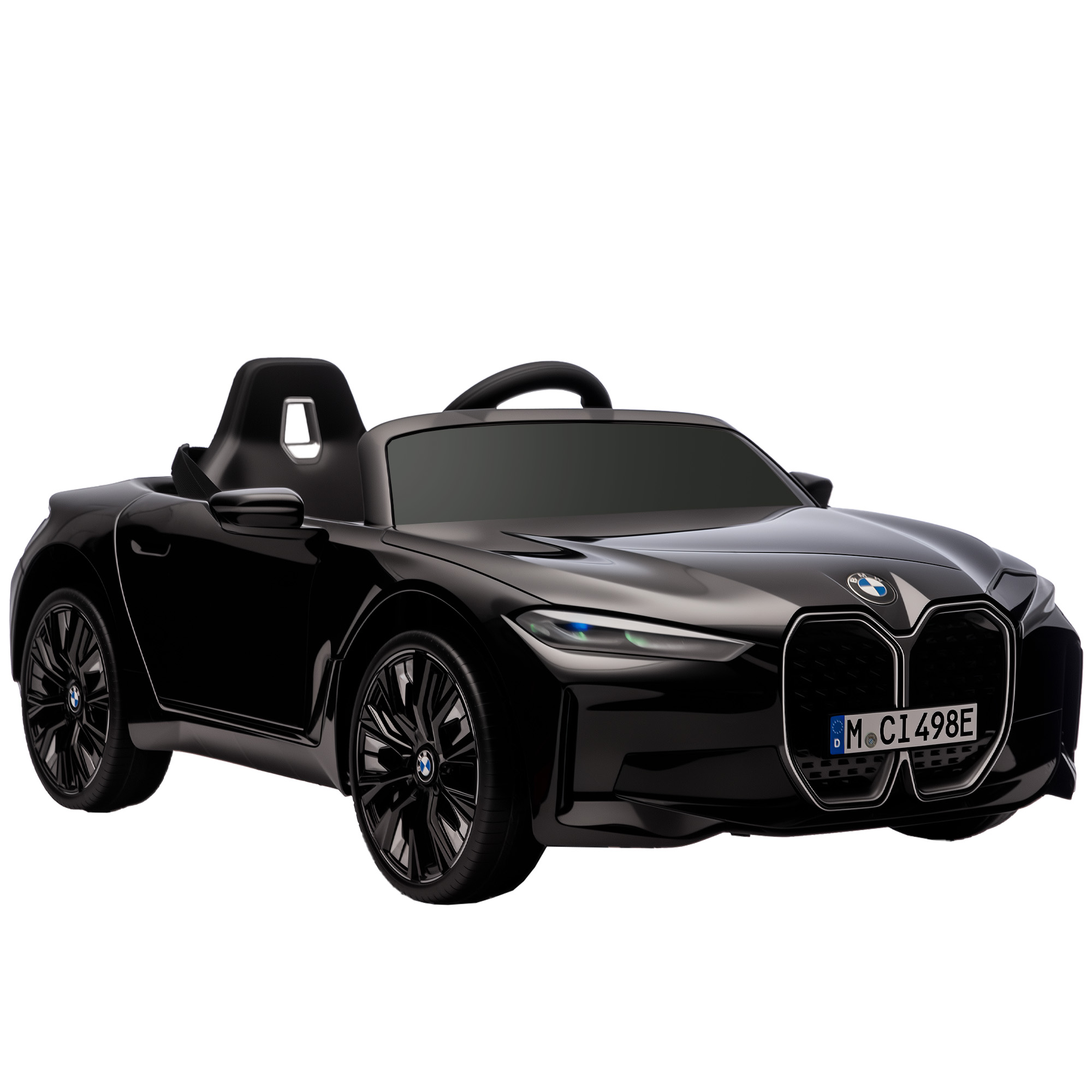 HOMCOM Coche Eléctrico para Niños 37-72 Meses Autorización BMW I4 con Control Remoto y Cinturón de Seguridad 115x67x45cm Negro | Aosom España