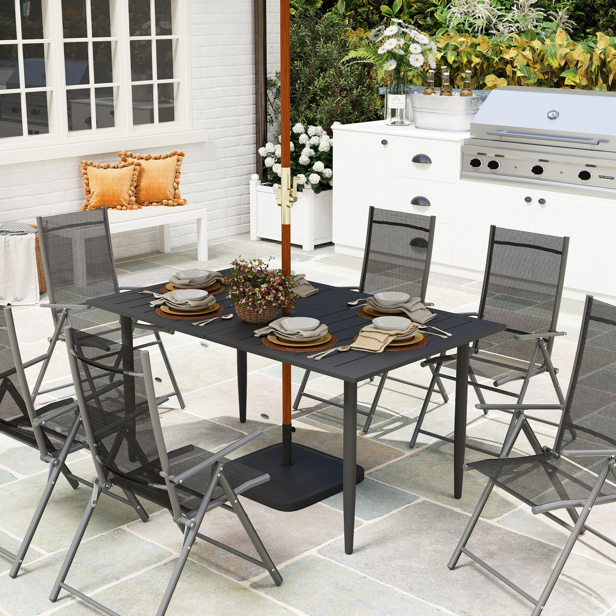 Outsunny Gartentisch 150x90cm, Wetterfest Balkontisch aus Stahl, Balkontisc günstig online kaufen