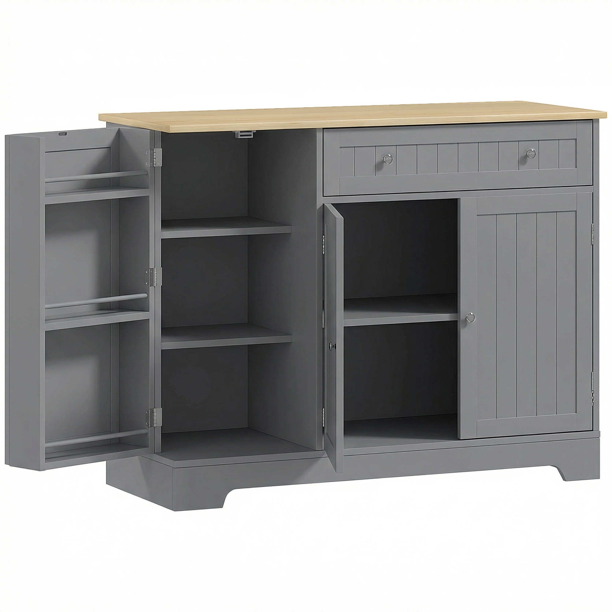HOMCOM Aparador de Cocina Armario de Cocina con 3 Estantes de Puerta Cajón Estantes Ajustables para Comedor 105x40x83 cm Gris