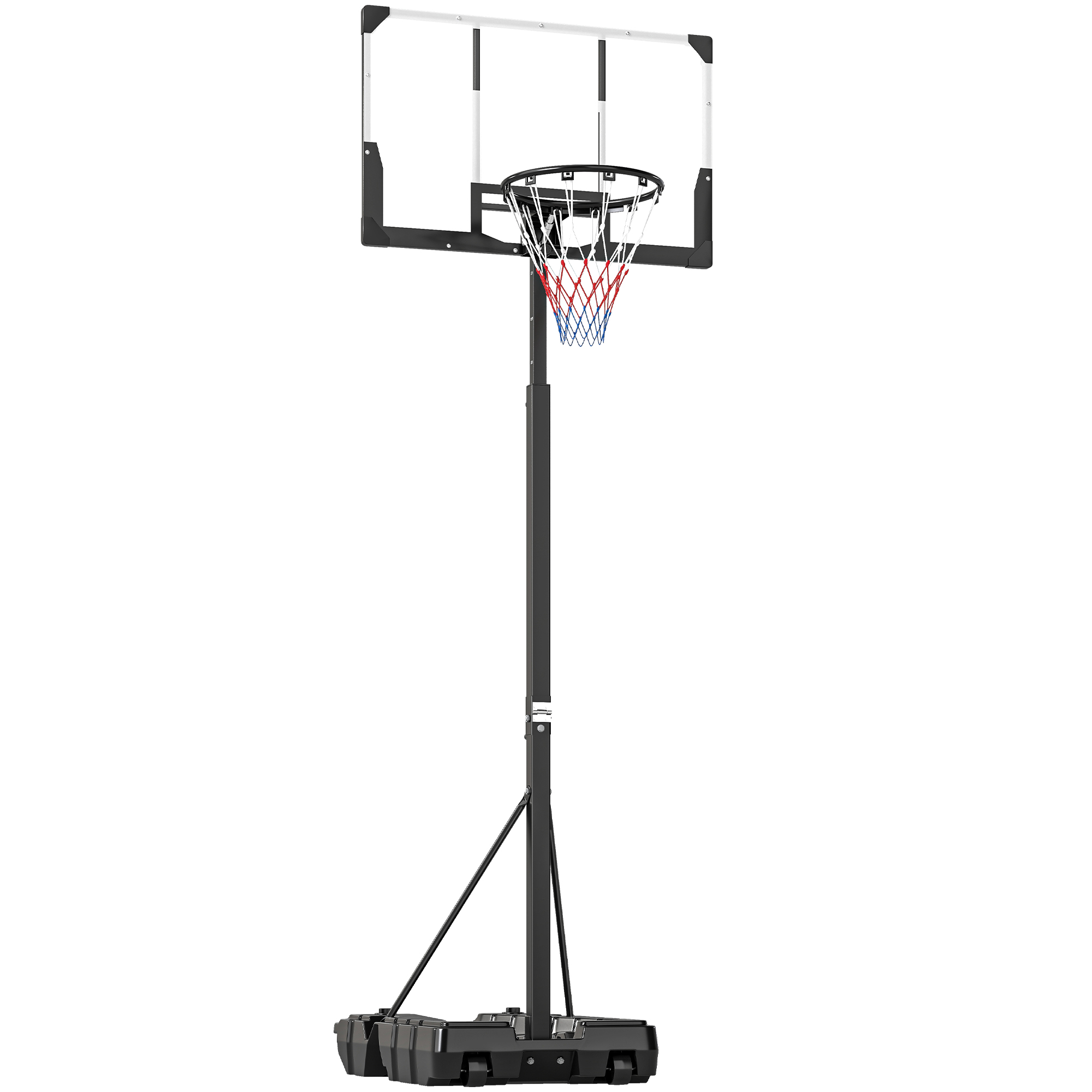 SPORTNOW Canasta de Baloncesto para Exterior Ajustable de 230-305 cm con Tablero Irrompible Base Rellenable y Ruedas Negro