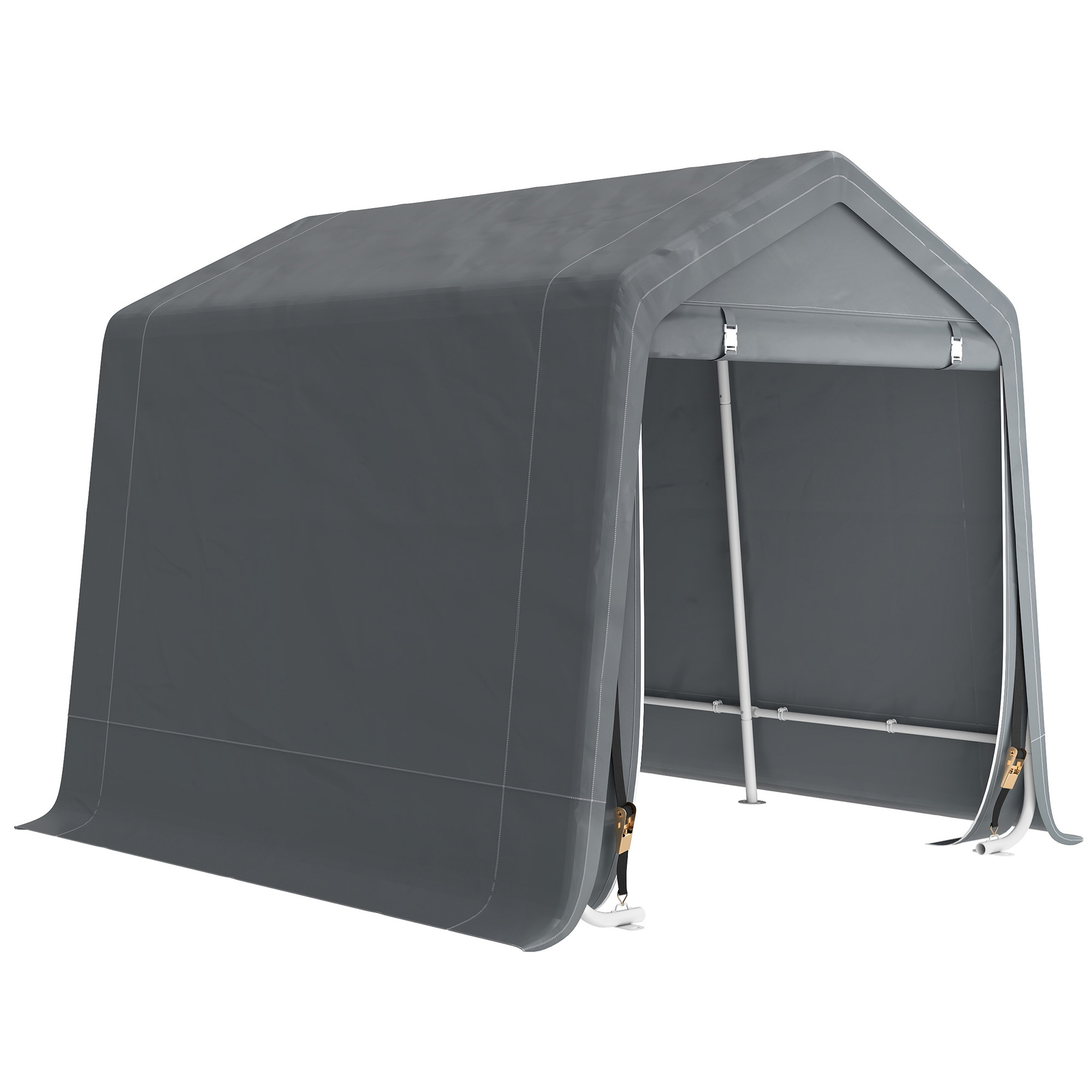 Outsunny Carpa de Jardín para Bicicletas con Marco de Metal Puerta con Cremallera Impermeable Anti-UV 2,4x2x2 m Gris Oscuro |Aosom España