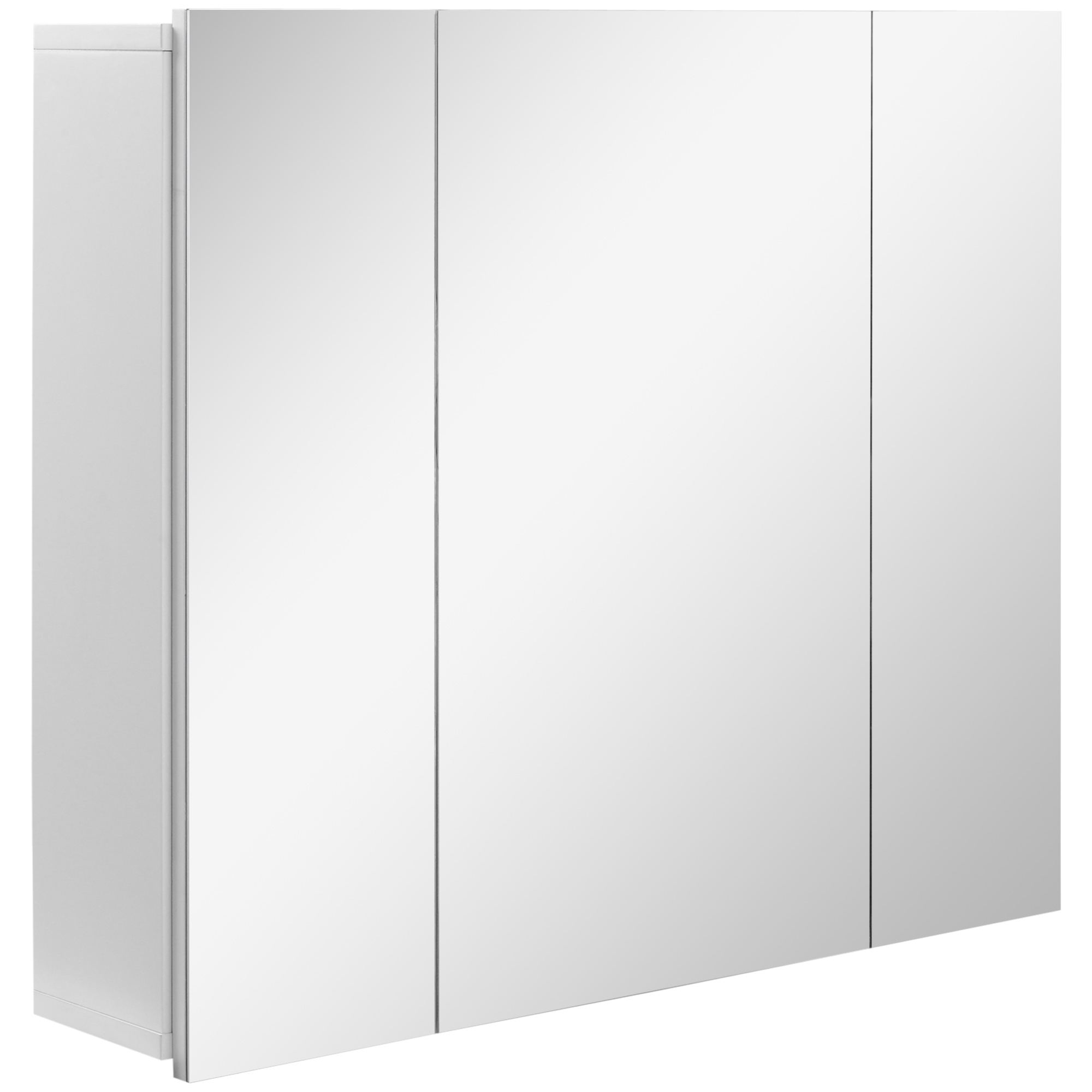 kleankin Spiegelschrank Badezimmerschrank Wandschrank für Badezimmer 3-Türig Badezimmerspiegel Weiß 70 x 15 x 60 cm Aosom