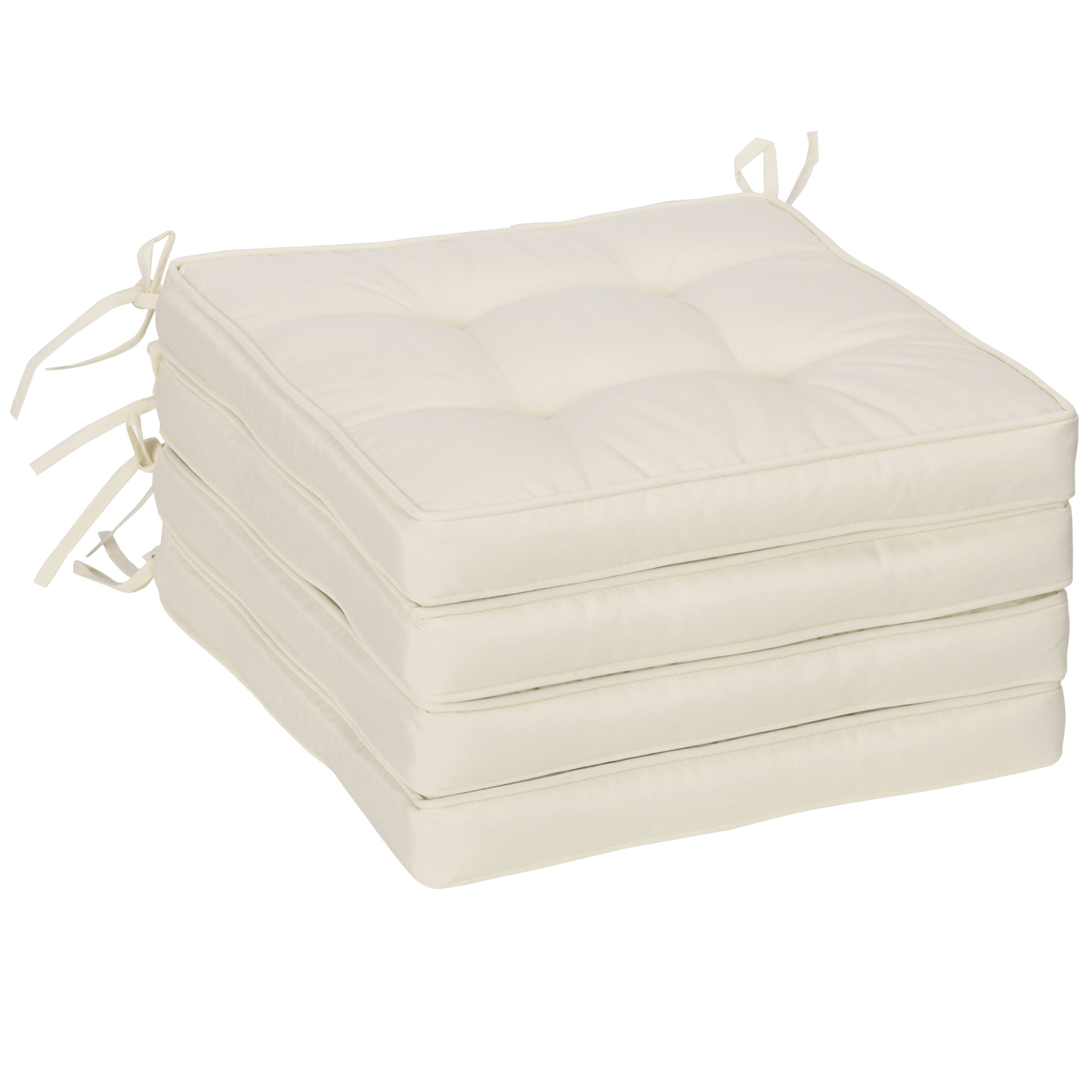 Outsunny Conjunto de Cojines para Sillas de Comedor y Jardín Impermeable con 2 Amarres de Fijación 42x42x5 cm Crema