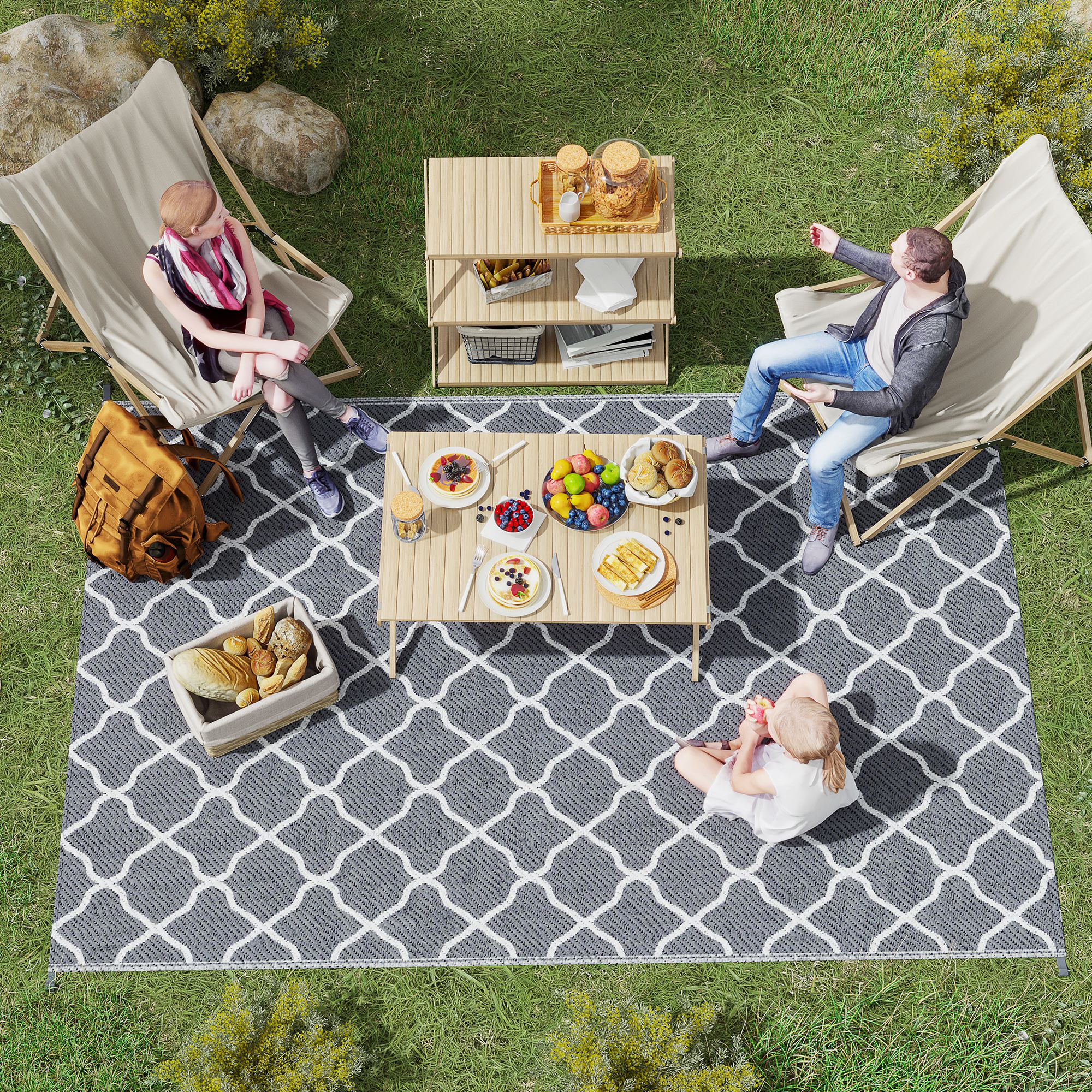 Outsunny Outdoor Teppich robuster Wetterfest Outdoorteppich Carpet mit Netz günstig online kaufen