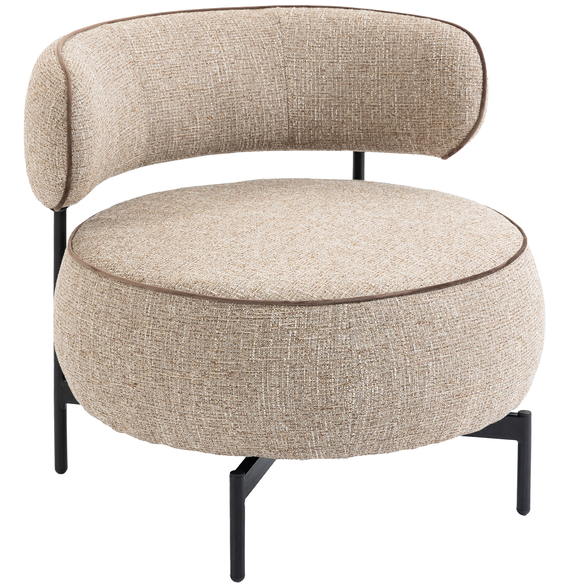 HOMCOM Butaca de Salón con Asiento Giratorio Tapizado en Lino Asiento Amplio Relleno Grueso Patas de Metal Beige