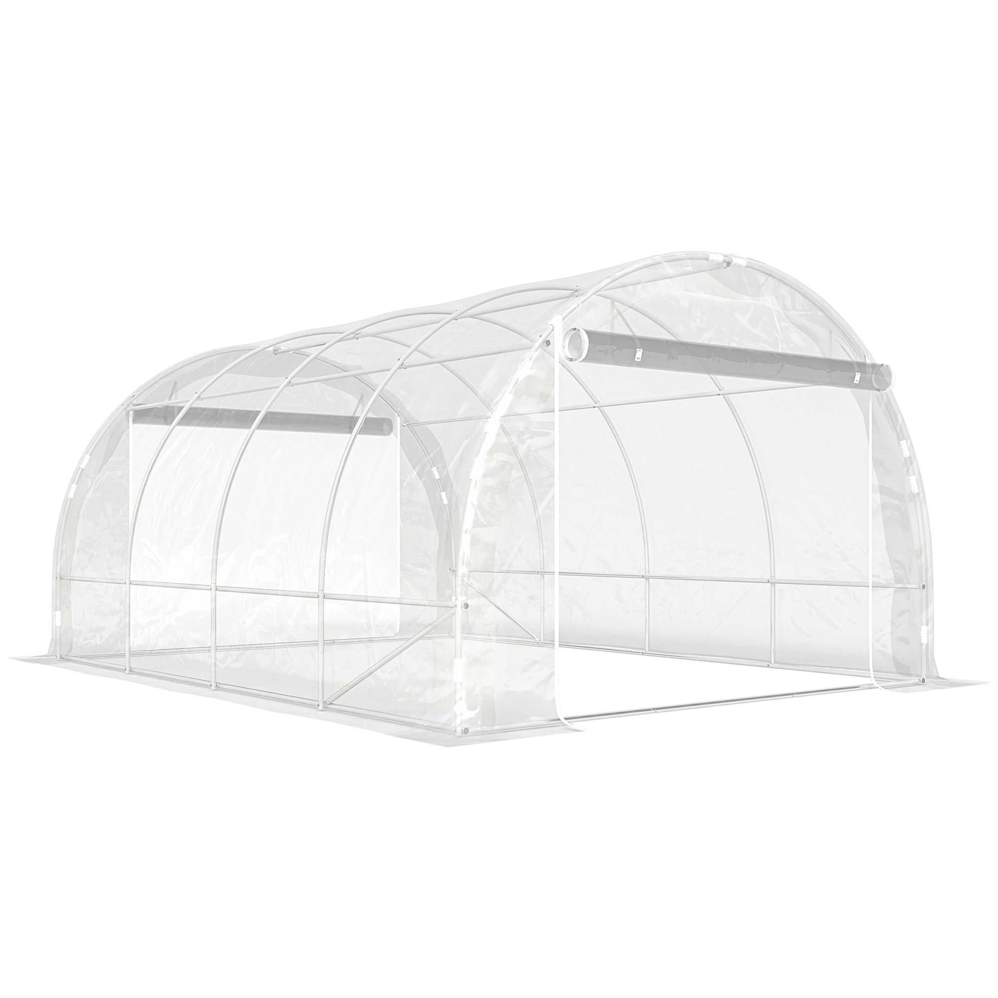 Outsunny Tunel foliowy (polytunnel), szklarnia z możliwością wejścia z ocynkowaną stalową ramą i odporną na UV pokrywą PE, przezroczysty | Aosom PL