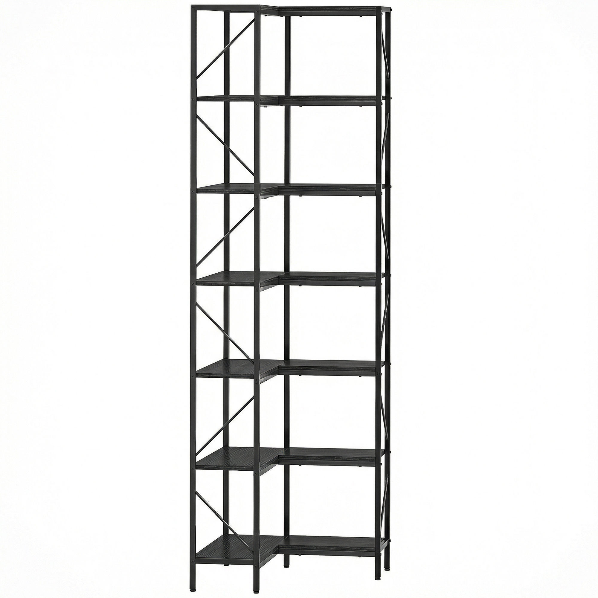 HOMCOM Estantería de esquina de 7 niveles industrial con estantes de almacenaje, 60 x 60 x 198 cm, negro