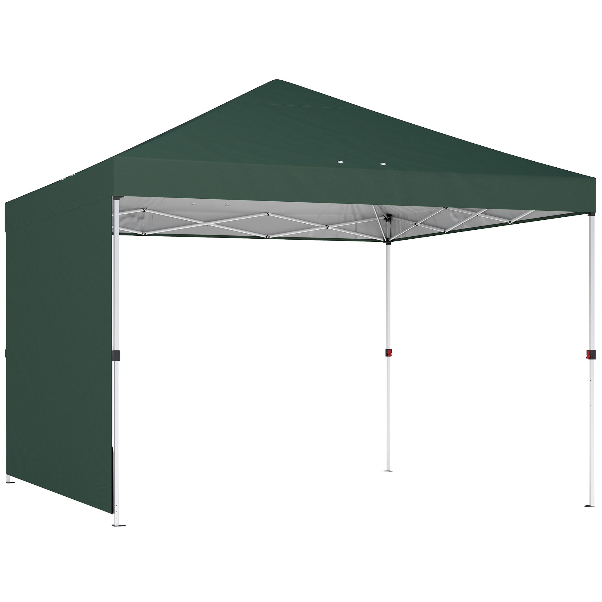 Outsunny Carpa Plegable Pop-up 3x3 m con Pared Lateral UPF50+ Altura Ajustable Empuje Central Bolsa de Transporte Verde