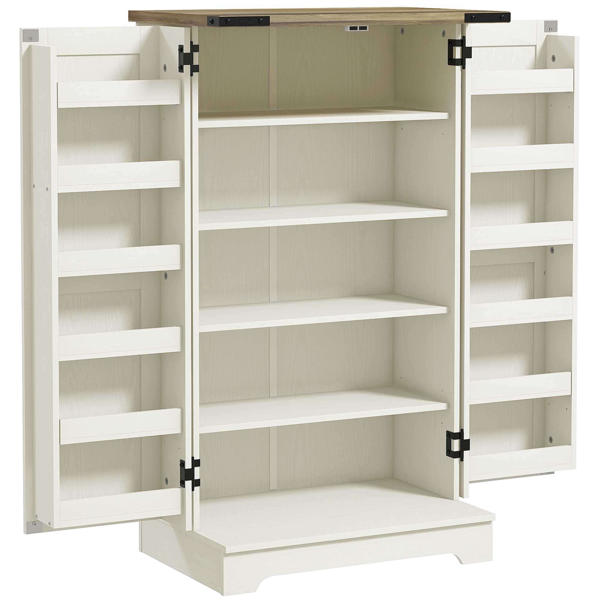 HOMCOM Armario Despensa Cocina con 2 Puertas 16 Estantes y Estantes Ajustables para Comedor Salón 60x40x104 cm Crema