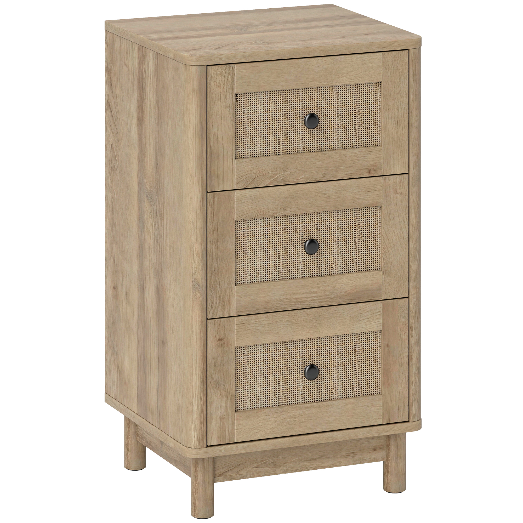 HOMCOM 40 cm Drawer Chest of Drawers with 3 Drawer - Oak
