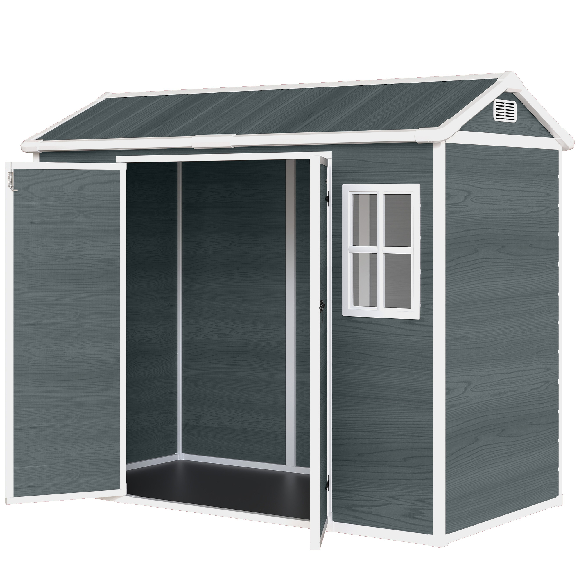 Outsunny Abri 2,77 m², remise aspect bois 2 fenêtres porte double ventilation sol serrure gants