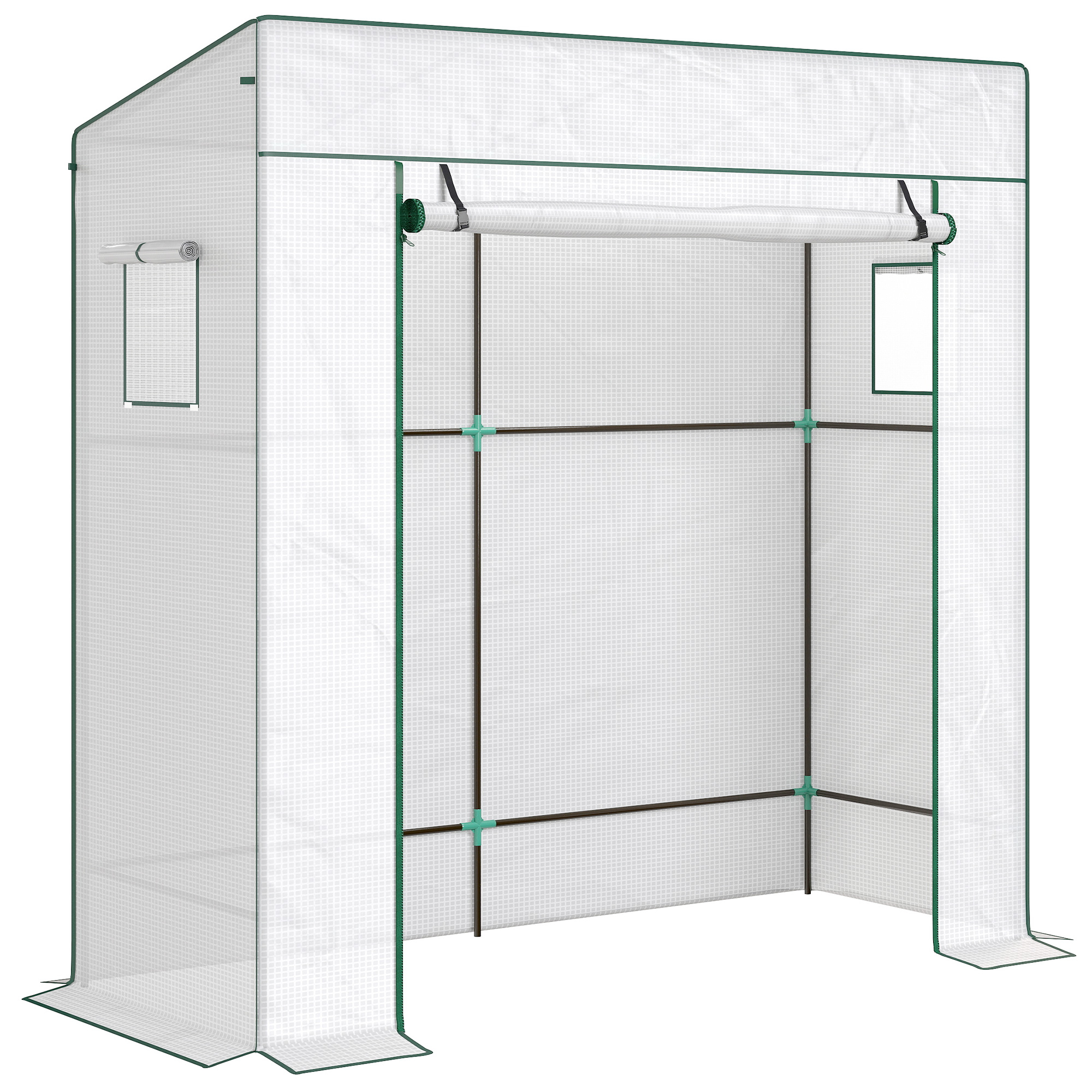 Outsunny Invernadero de Exterior con Ventanas de Malla y Puerta con Cremallera para Cultivar Plantas Flores 196x77x197 cm Blanco