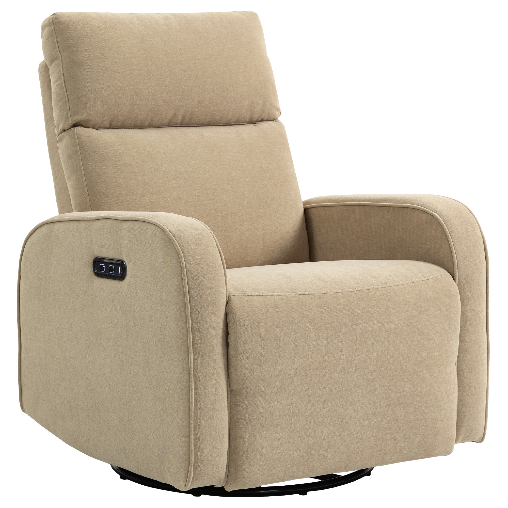 HOMCOM Sillón Relax Reclinable Eléctrico Giratorio y Balancín con Doble Motor Reposacabezas Ajustable Puertos USB Reposapiés