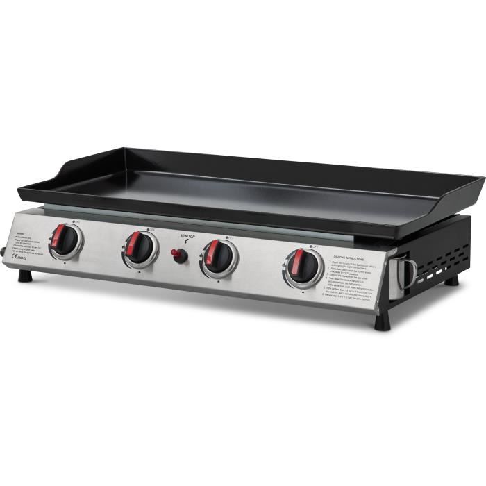 COOKING BOX Plancha gaz CALI - 4 feux - 9,6 kW - 82x45x22 cm - Surface de cuisson en acier: 77x35 cm