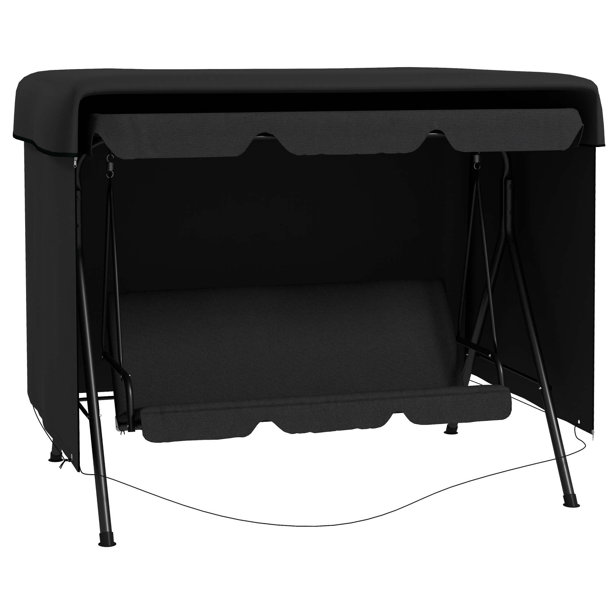 Outsunny Tuinmeubelhoes, afdekhoes beschermhoes voor outdoor-meubels, 215 cm x 155 cm x 150 cm, Zwart