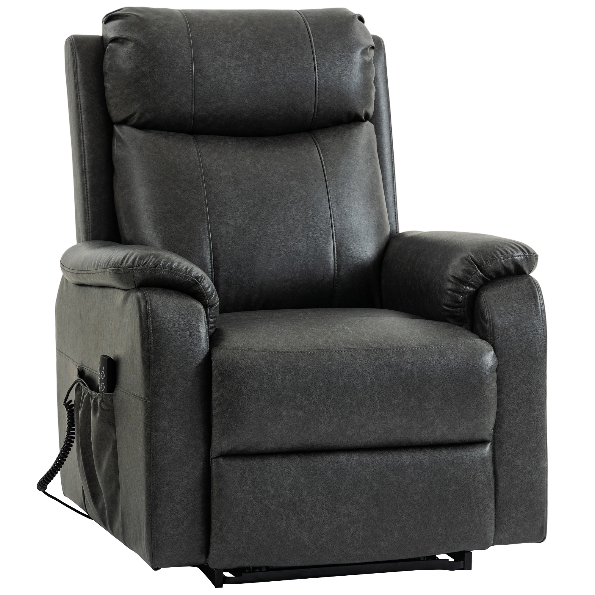 HOMCOM Fauteuil releveur et relax pour seniors, fauteuil lift électrique en simili cuir avec double moteur, coussin à ressorts, Noir