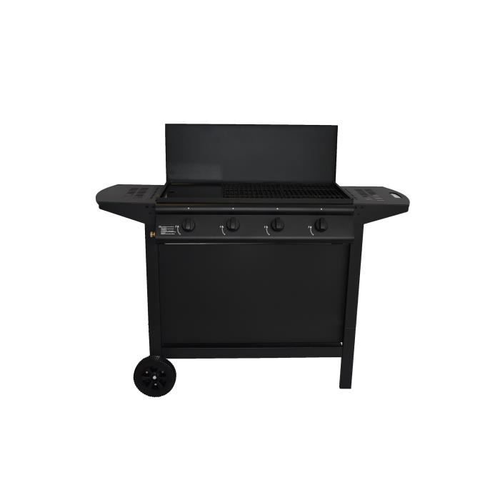 Grill Garden - Barbecue Gaz - 4 Brûleurs - Plancha - Chariot - Noir - Image 3