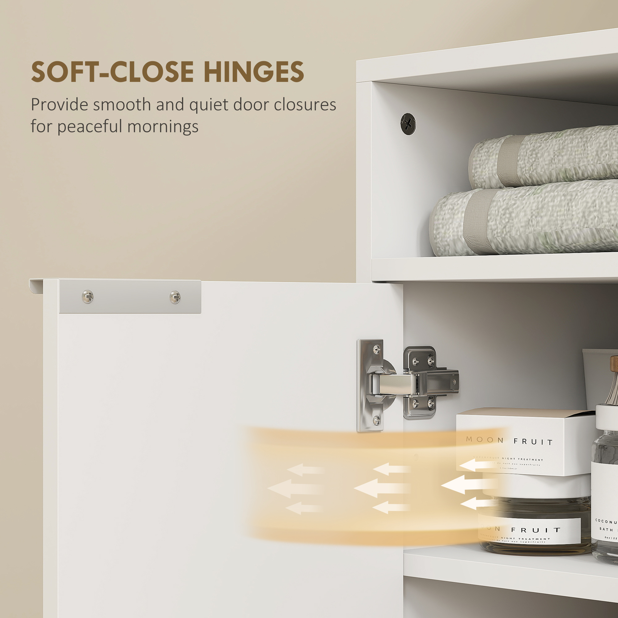  Dulap pentru sub chiuveta cu raft interior reglabil si raft deschis, din lemn, 60x33x63 cm, alb [4]