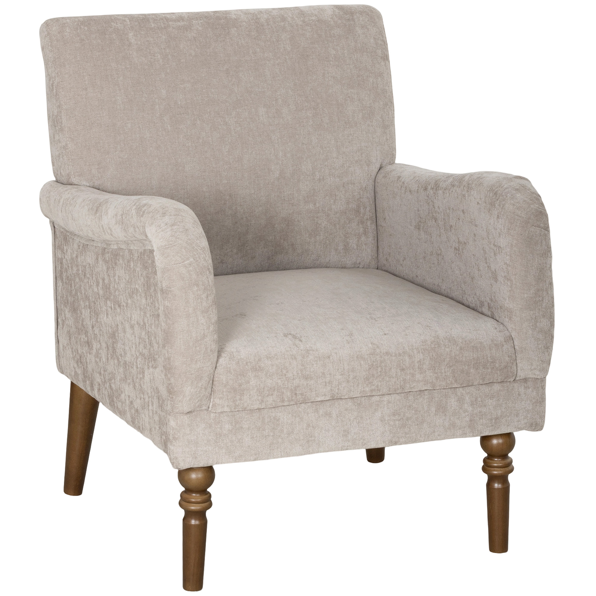 HOMCOM Sofá Individual Tapizado en Lino Reposabrazos Estilizados Patas de Madera Maciza Acolchado Grueso Gris