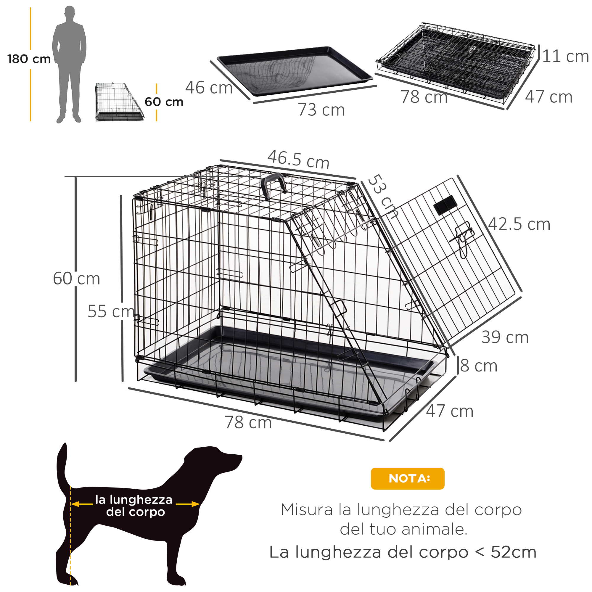 PawHut Trasportino Per Gatti E Cani Piccoli In Plastica Con Finestra Superiore, Chiusura Tripla E Ciotola Inclusa – Max 4 Kg, Grigio