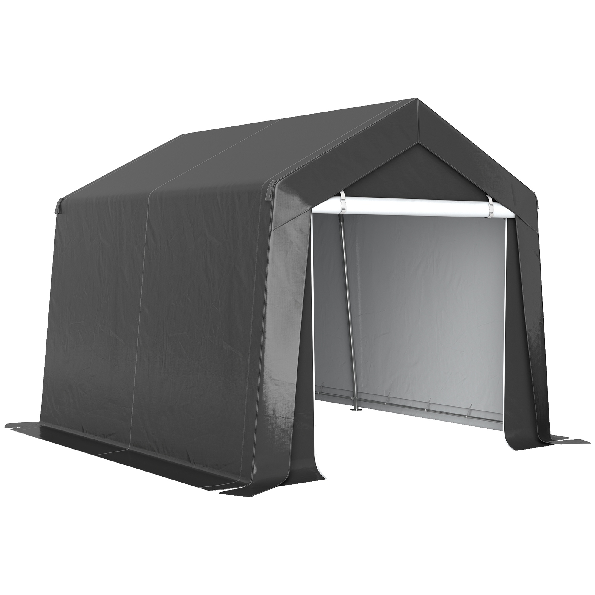 Outsunny Carport Namiot Garażowy 3x3 m Wodoodporny z Drzwiami Rolowanymi Okno Wentylacyjne Wydłużone Krawędzie Ciemnoszary | Aosom PL