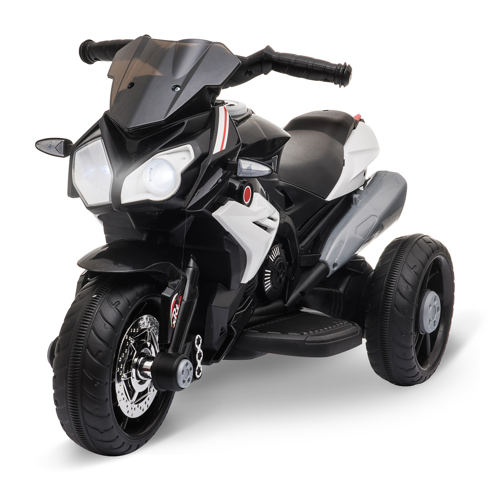 HOMCOM Elektryczny motocykl dla dzieci, światła i dźwięki, 3 km/h, ładowalny, tworzywo sztuczne i metal, Czarny/Biały