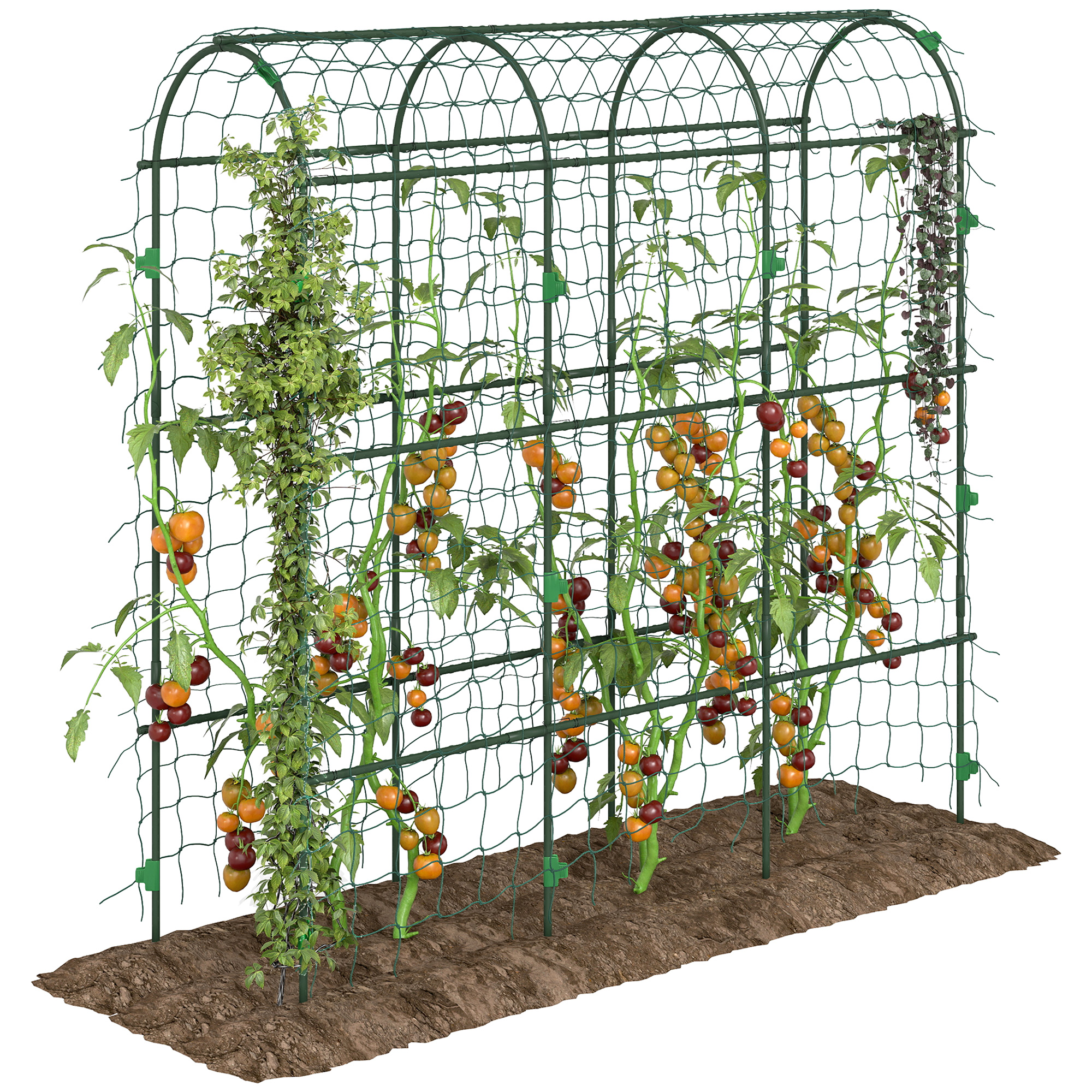 Outsunny grote klimboog, stevig metaal, eenvoudig te monteren, inclusief vogelbescherming, 43 x 182 x 183 cm, ideaal voor kinderen | Aosom.nl