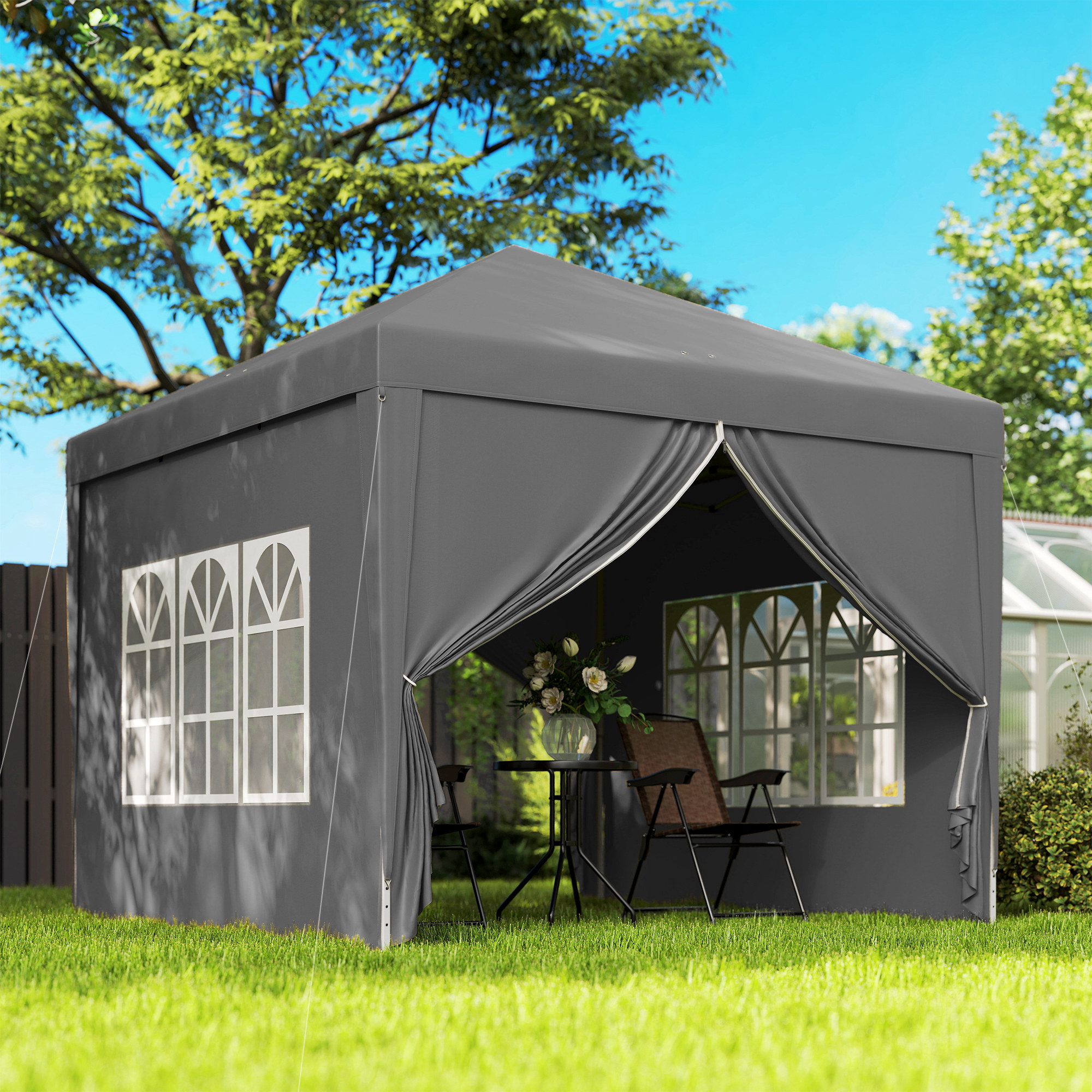 Outsunny Pavillon ca.3x3m, wasserabweisend Stabil Winterfest Pop-up Faltpav günstig online kaufen